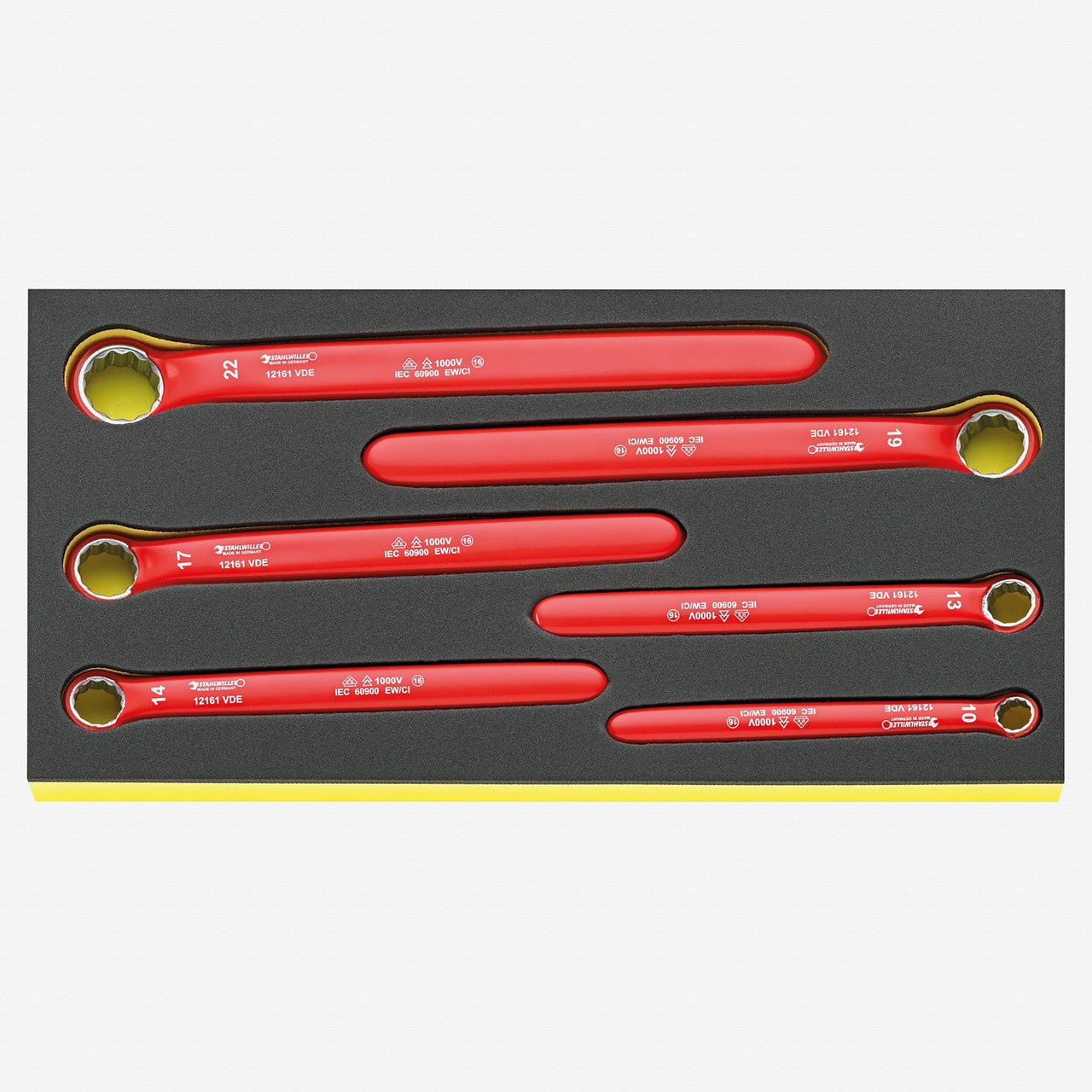 Stahlwille TCS 12161 VDE Insulated Metric Single Open - ended Wrench Set in TCS Inlay, 6 Pieces - ST96830045 - KC Tool
