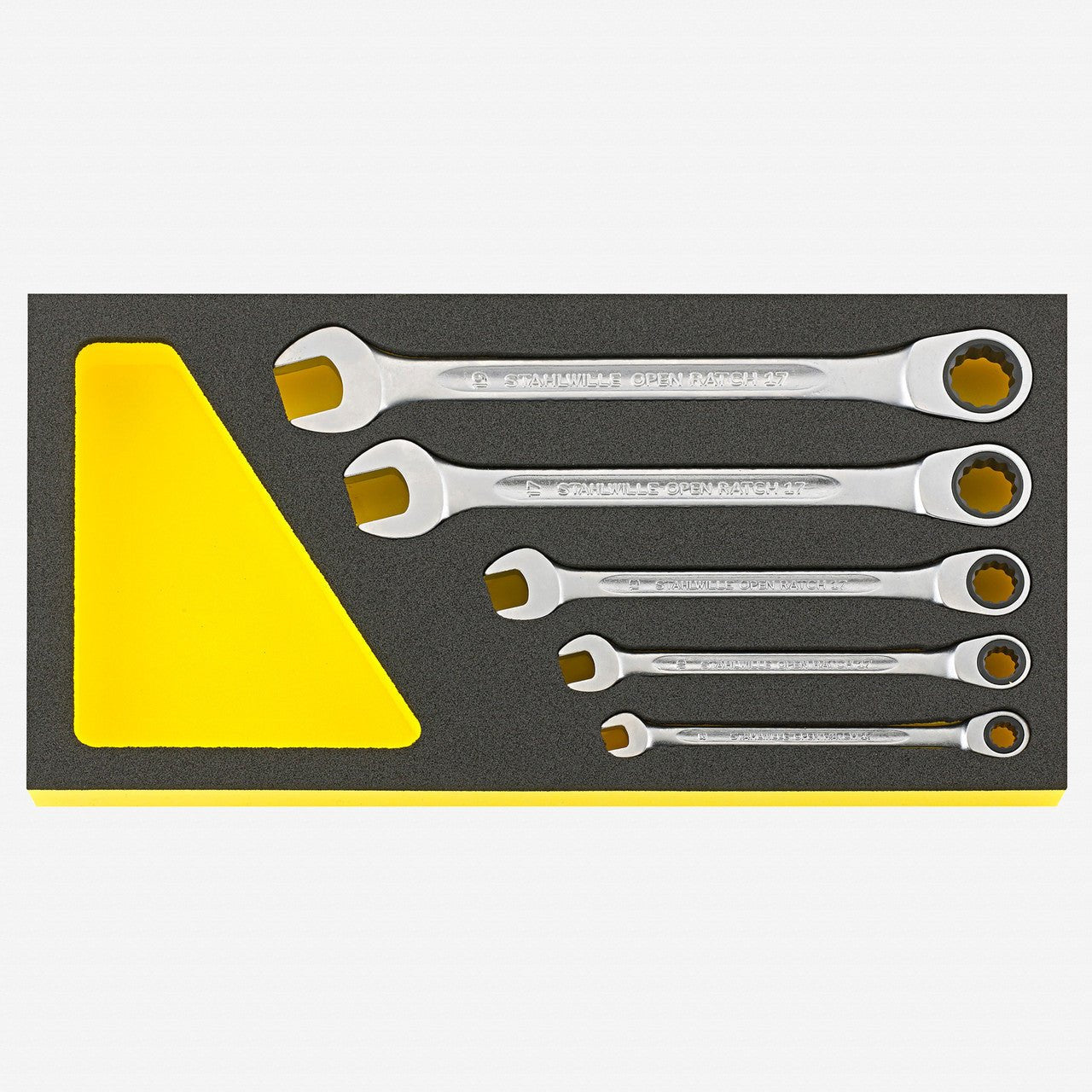 Stahlwille TCS 17F/5 OPEN RATCH Metric Ratcheting Combination Wrench Set, 5 Pieces, 8 - 19 mm - ST96830652 - KC Tool