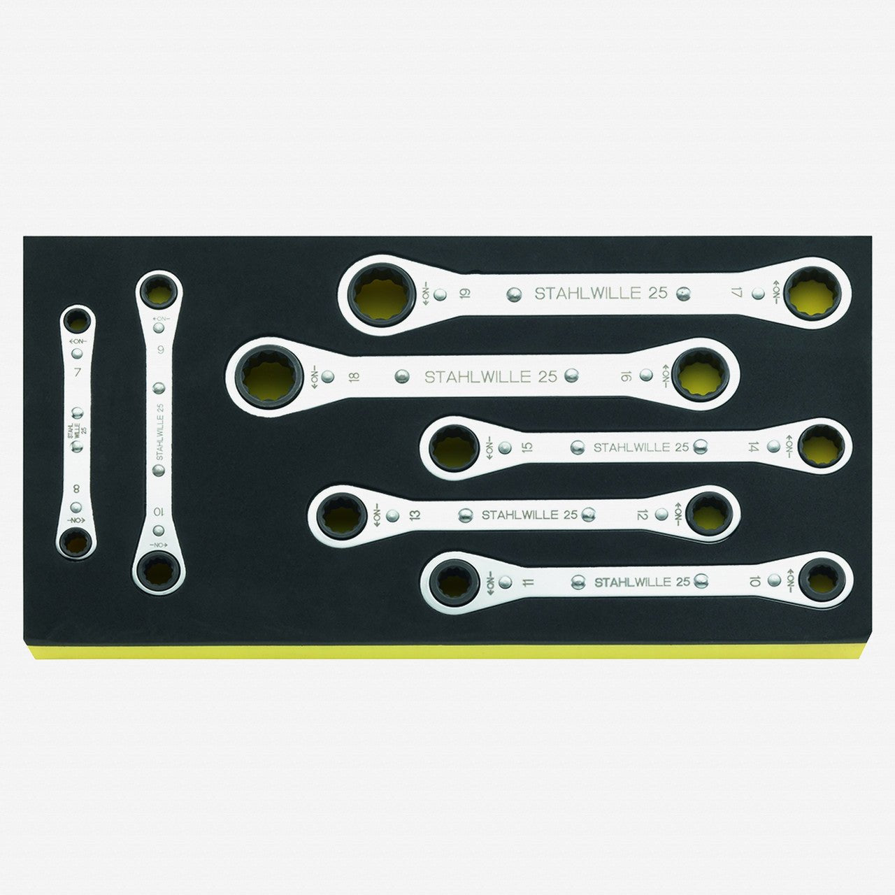 Stahlwille TCS 25/7 Ratchet Ring Spanner Set, Metric, 7 - 19 mm, 7 pcs - ST96838751 - KC Tool