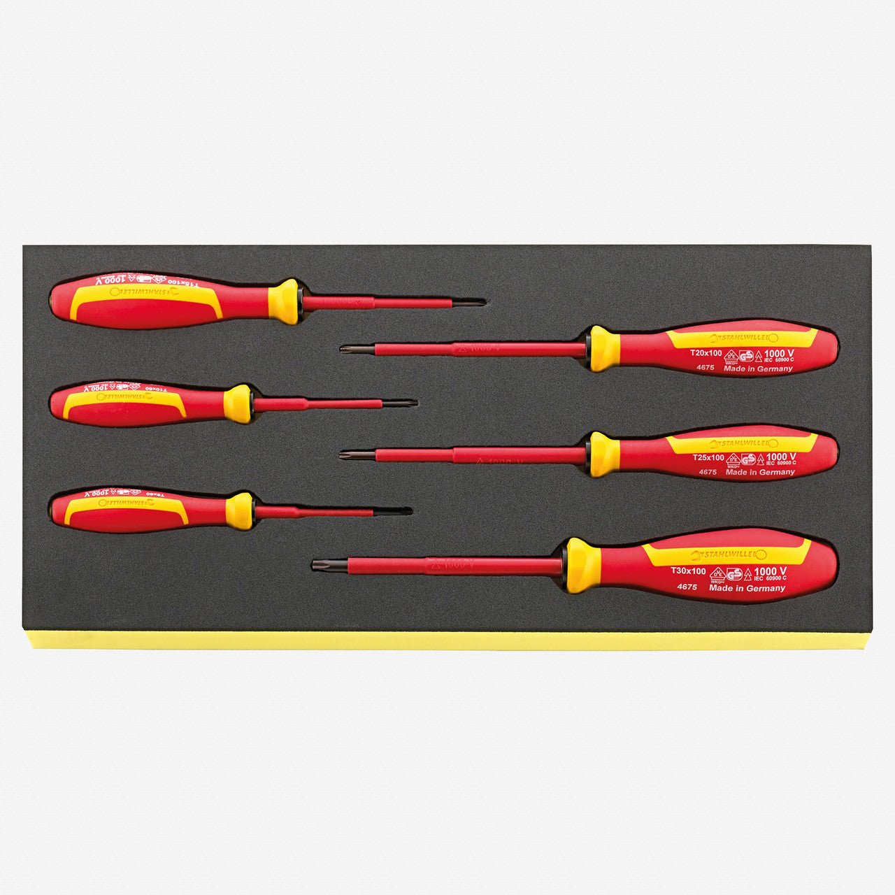 Stahlwille TCS 4675 DRALL+ VDE Insulated Torx Screwdrivers in TCS Inlay, T8 - T30, 7 Pieces - ST96838793 - KC Tool