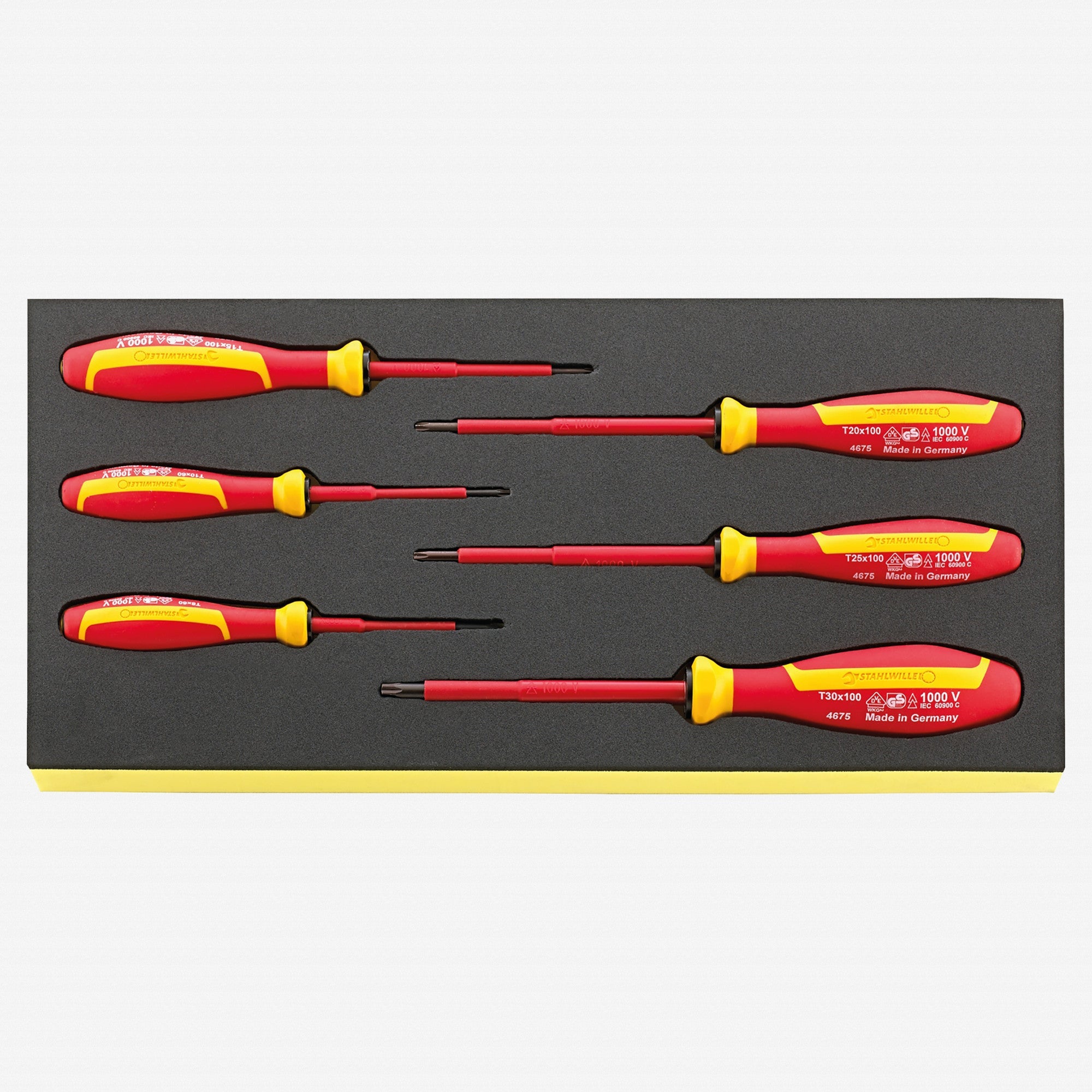 Stahlwille TCS 4675 DRALL+ VDE Insulated TORX® Screwdrivers in TCS Inlay, T8 - T30, 7 Pieces - ST96838793 - KC Tool