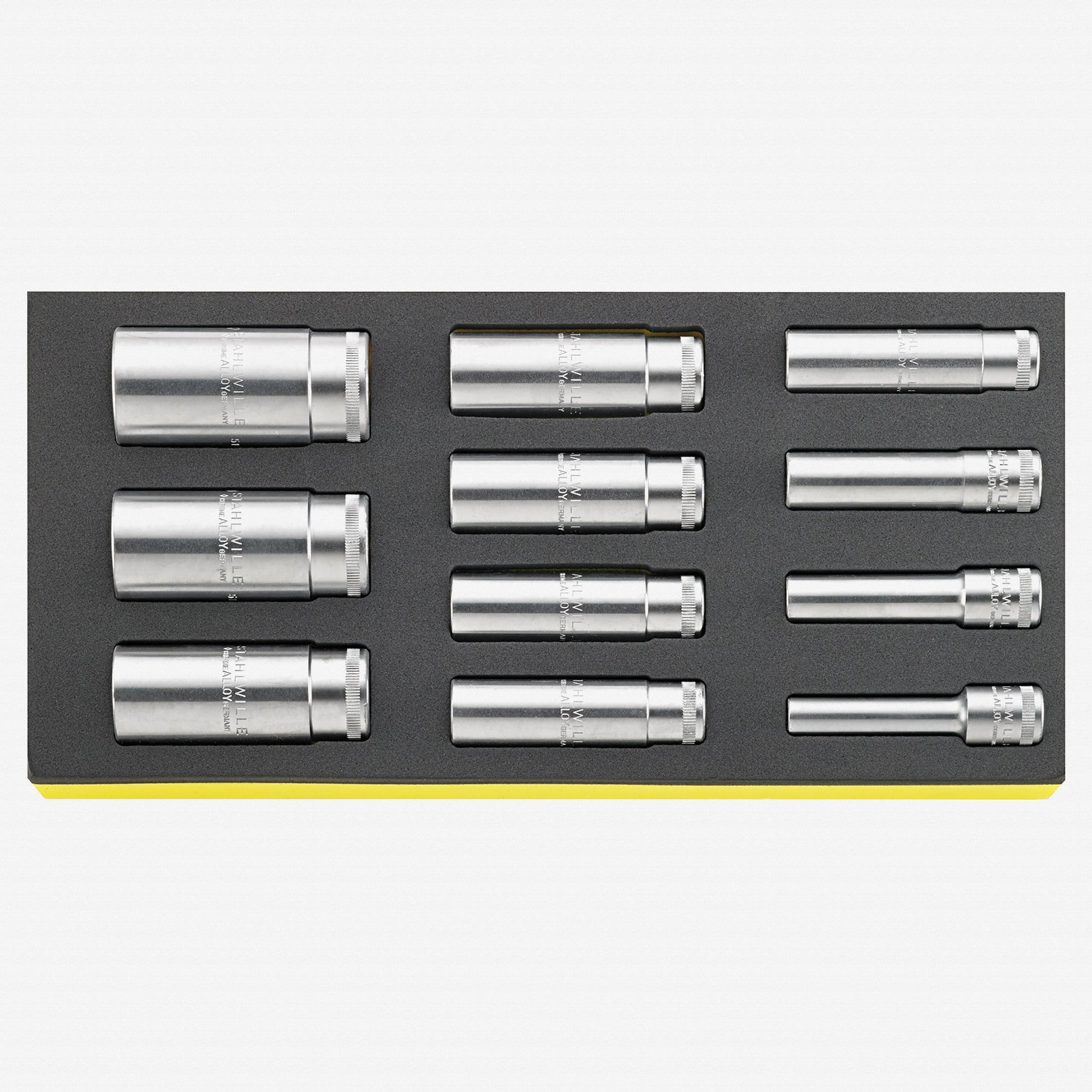 Stahlwille TCS 51/11 1/2" Metric Deep Sockets in TCS Inlay, 11 Pieces - ST96838776 - KC Tool