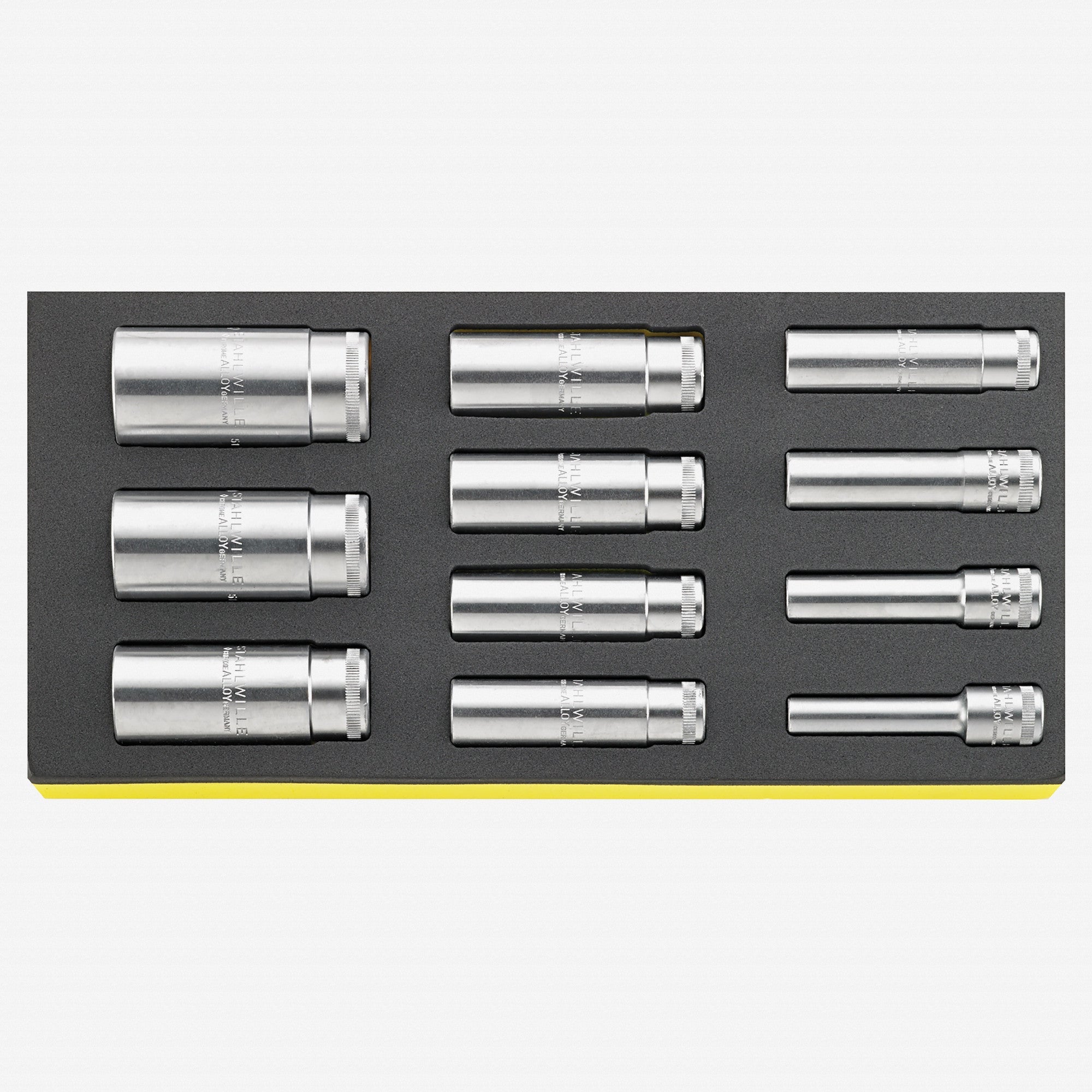 Stahlwille TCS 51/11 1/2" Metric Deep Sockets in TCS Inlay, 11 Pieces - ST96838776 - KC Tool