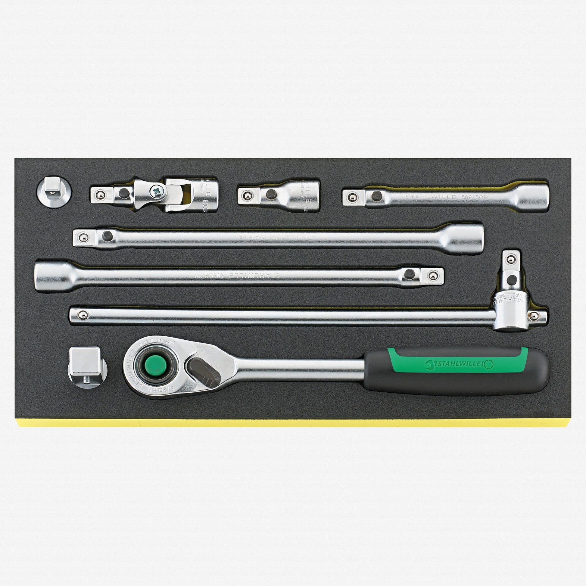 Stahlwille TCS 512/9 QR 1/2" Ratchet Set with Accessories, 9 Pieces - ST96830363 - KC Tool