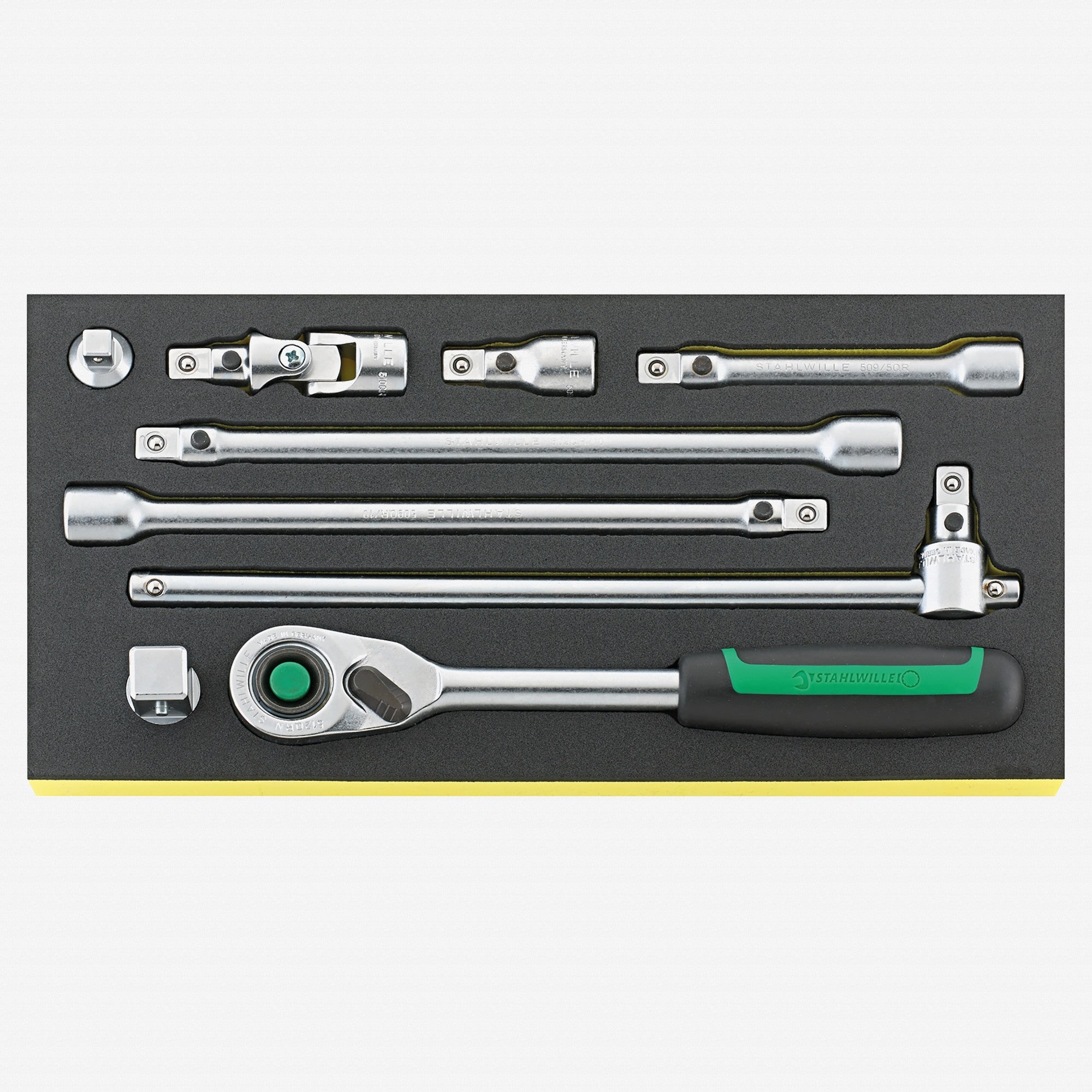 Stahlwille TCS 512/9 QR 1/2" Ratchet Set with Accessories, 9 Pieces - ST96830363 - KC Tool
