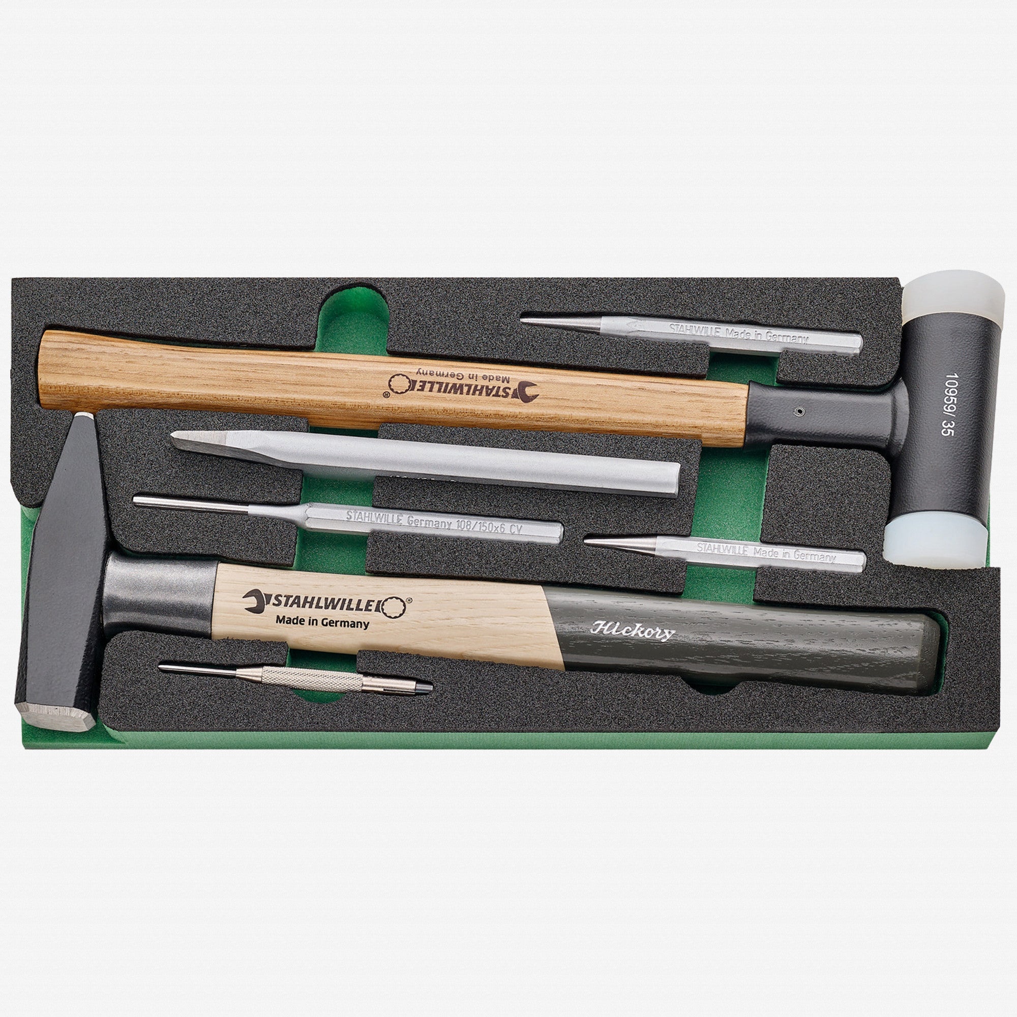 Stahlwille TCS 6 821/7 Striking Tool, Chisels, and Punch Set in Foam Inlay, 8 Pieces - ST96830269 - KC Tool
