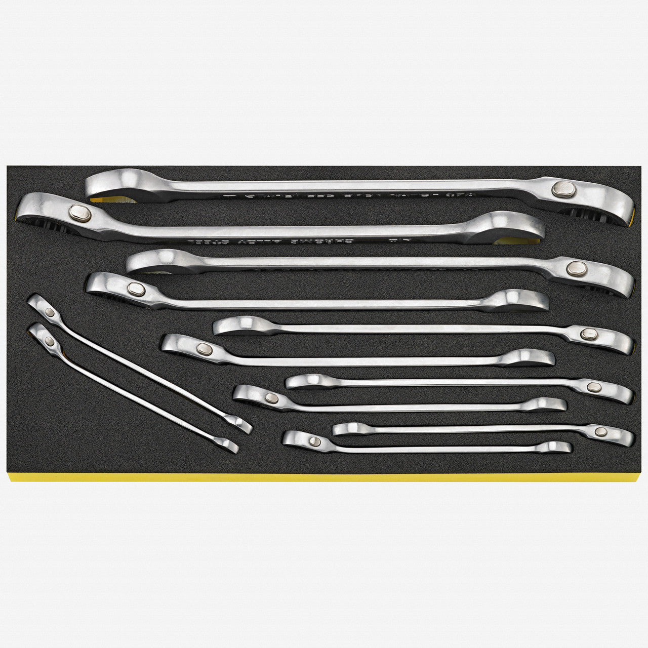 Stahlwille TCS OPEN RATCH 17a/12 Ratcheting Combination Wrench Set in Foam Tray, SAE, 1/4 - 1", 12 Pieces - ST96830654 - KC Tool