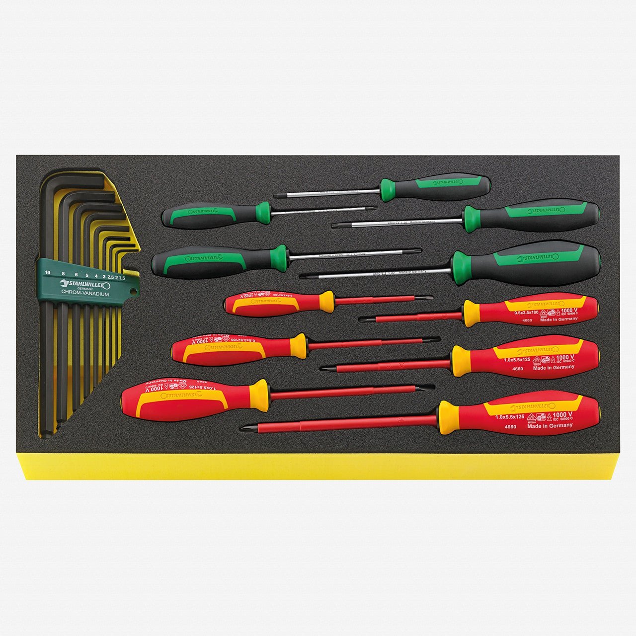 Stahlwille TCS WT 4650 - 4665 - 1 DRALL+ L - keys and VDE Screwdrivers in TCS Inlay, 20 Pieces - ST96830129 - KC Tool