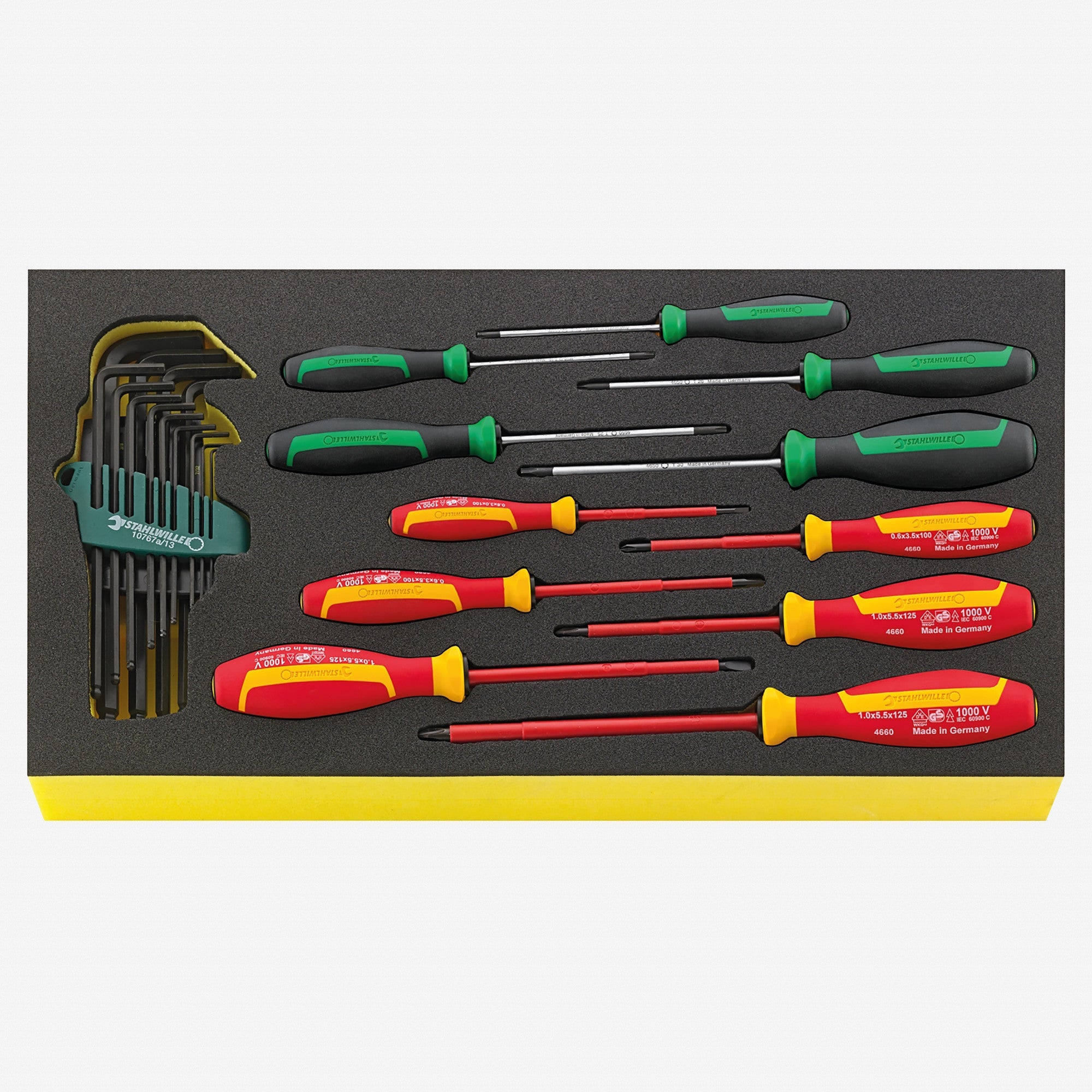 Stahlwille TCS WT 4650-4665 DRALL+ L-keys and VDE Screwdriver Set in TCS Inlay, 24 Pieces - ST96830127 - KC Tool