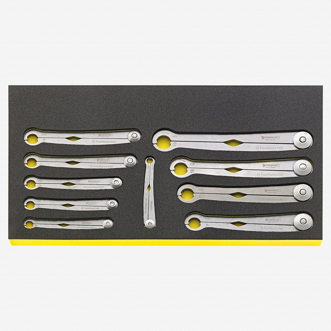 Stahlwille TCS WT FastRatch 240/10 Ratchet Ring Wrench Set in TCS Inlay, 10 Pieces - ST96830130 - KC Tool