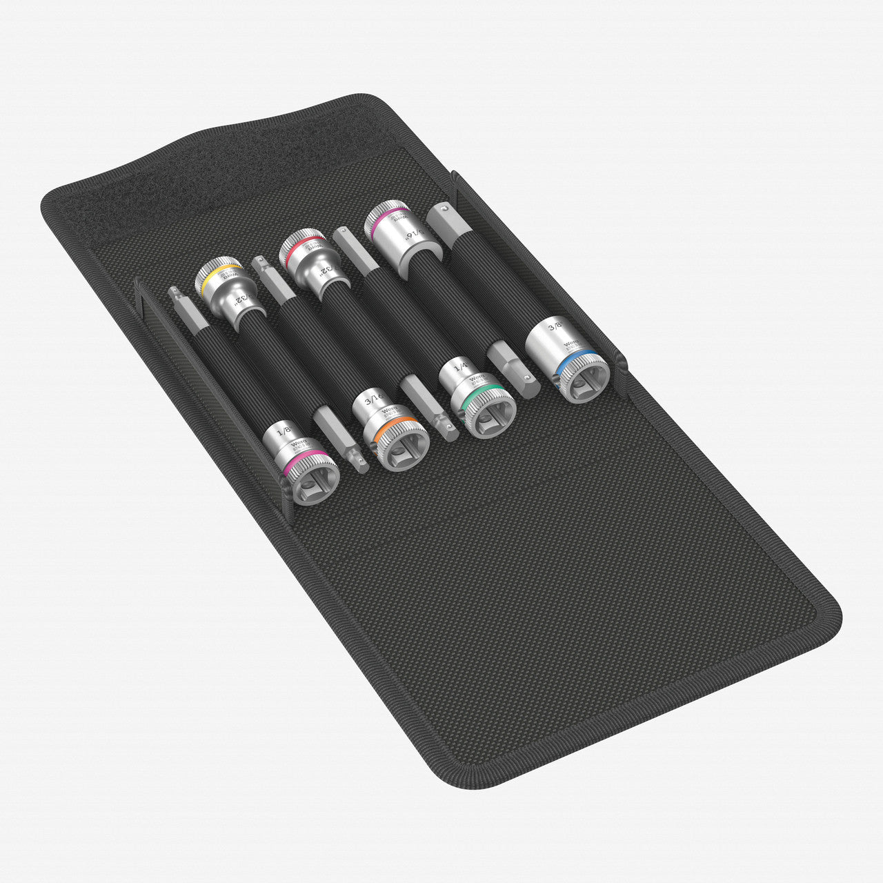 Wera 003181 8740 B 3/8" Drive Zyklop Hex-Plus Bit Socket Set with Holding Function, Long - Imperial - WR003181 - KC Tool