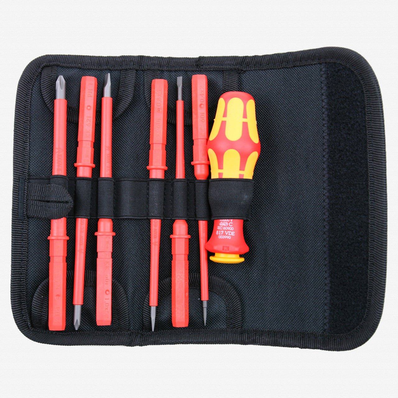 Wera 003472 Kraftform Kompakt VDE 60 i/65 i/7 Slotted/PoziDriv Insulated Interchangeable Blade Set - WR003472 - KC Tool