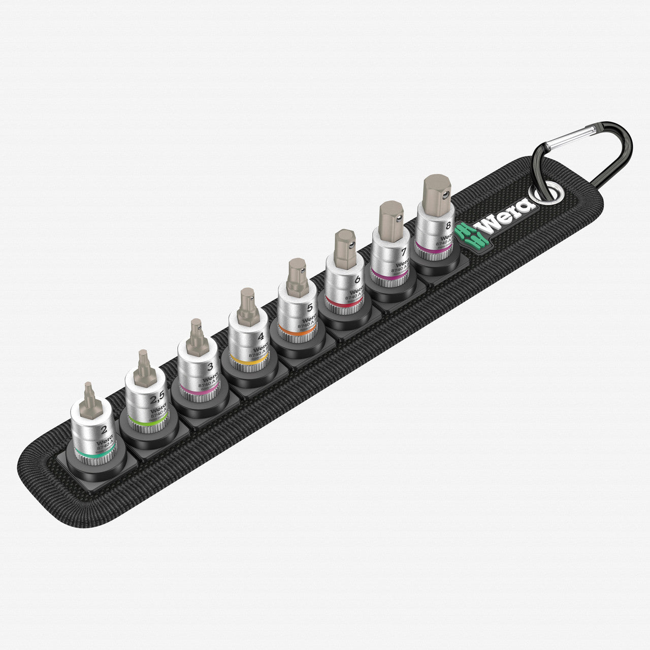 Wera 003881 Belt 2 Zyklop Bit Socket Set, 1/4" Drive, 8 Pieces - with Holding Function - WR003881 - KC Tool