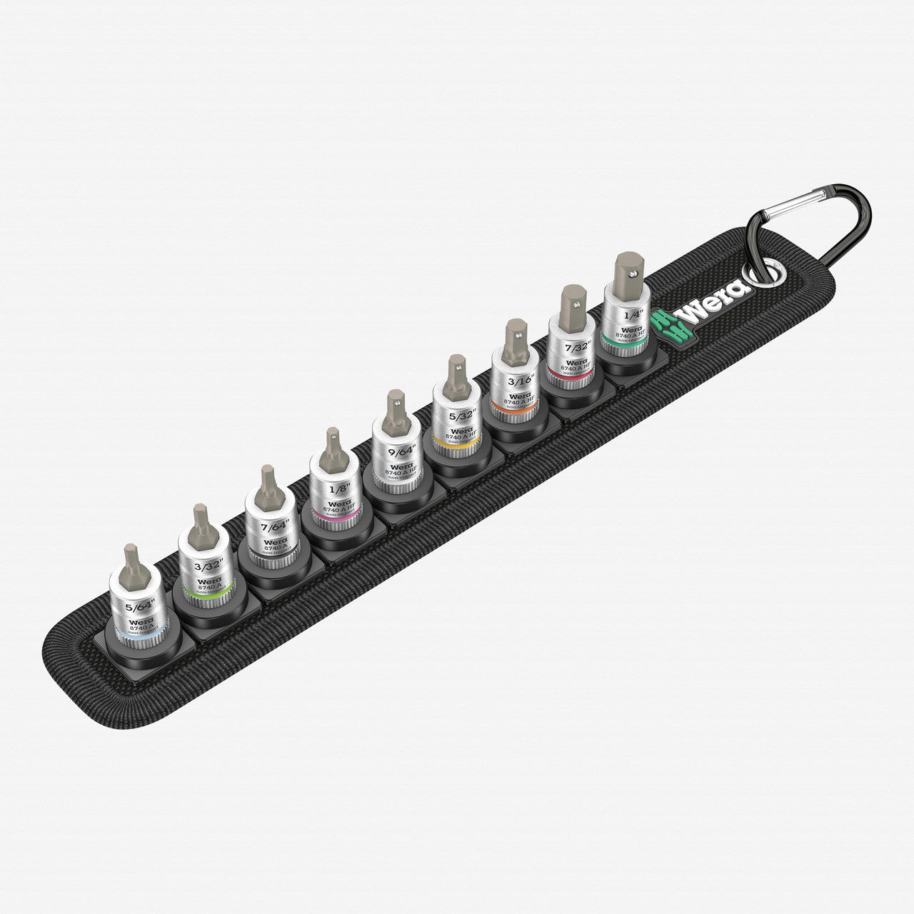 Wera 003884 Belt A Zyklop In - Hex - Plus Bit Socket Set, 1/4" Drive, 9 Pieces - with Holding Function - Imperial - WR003884 - KC Tool