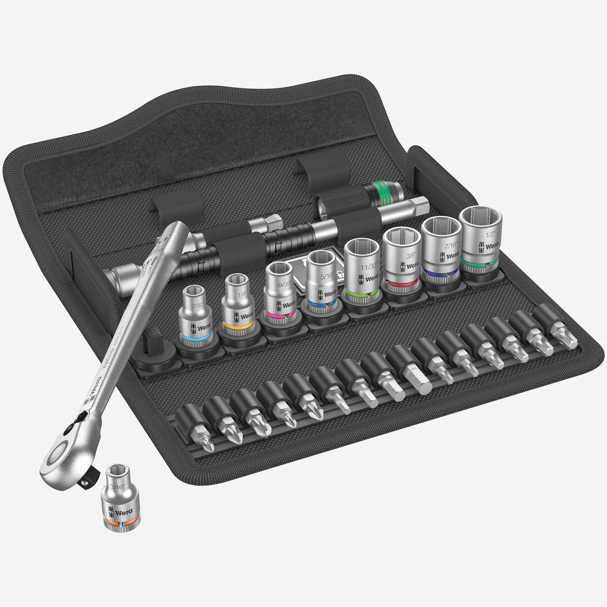 Wera 004021 Zyklop Metal Ratchet 1/4" Drive with Switch Lever SAE Set - WR004021 - KC Tool