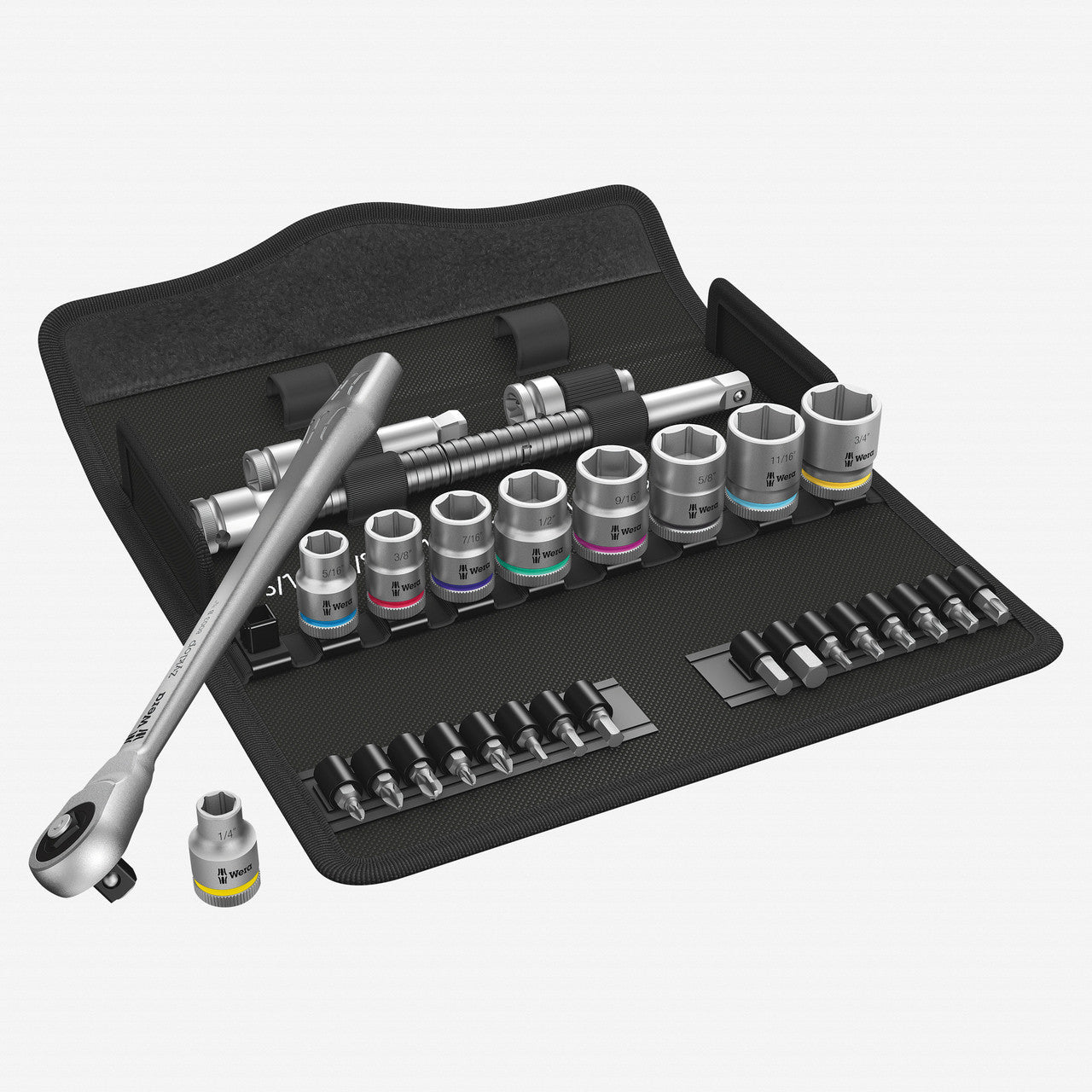 Wera 004050 Zyklop Metal Ratchet 3/8" Drive with Push - Through Square SAE Set - WR004050 - KC Tool