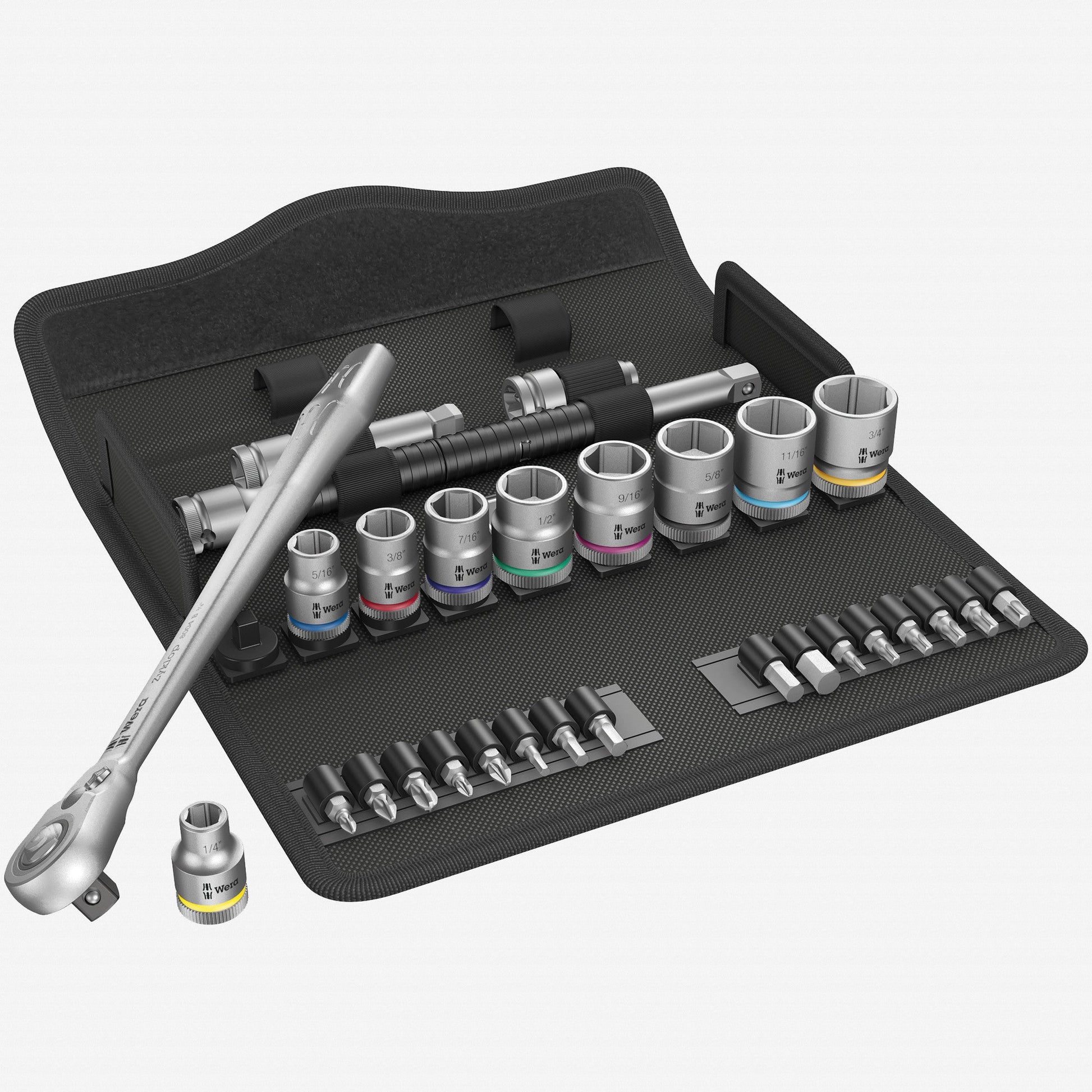 Wera 004051 Zyklop Metal Ratchet 3/8" Drive with Switch Lever SAE Set - WR004051 - KC Tool