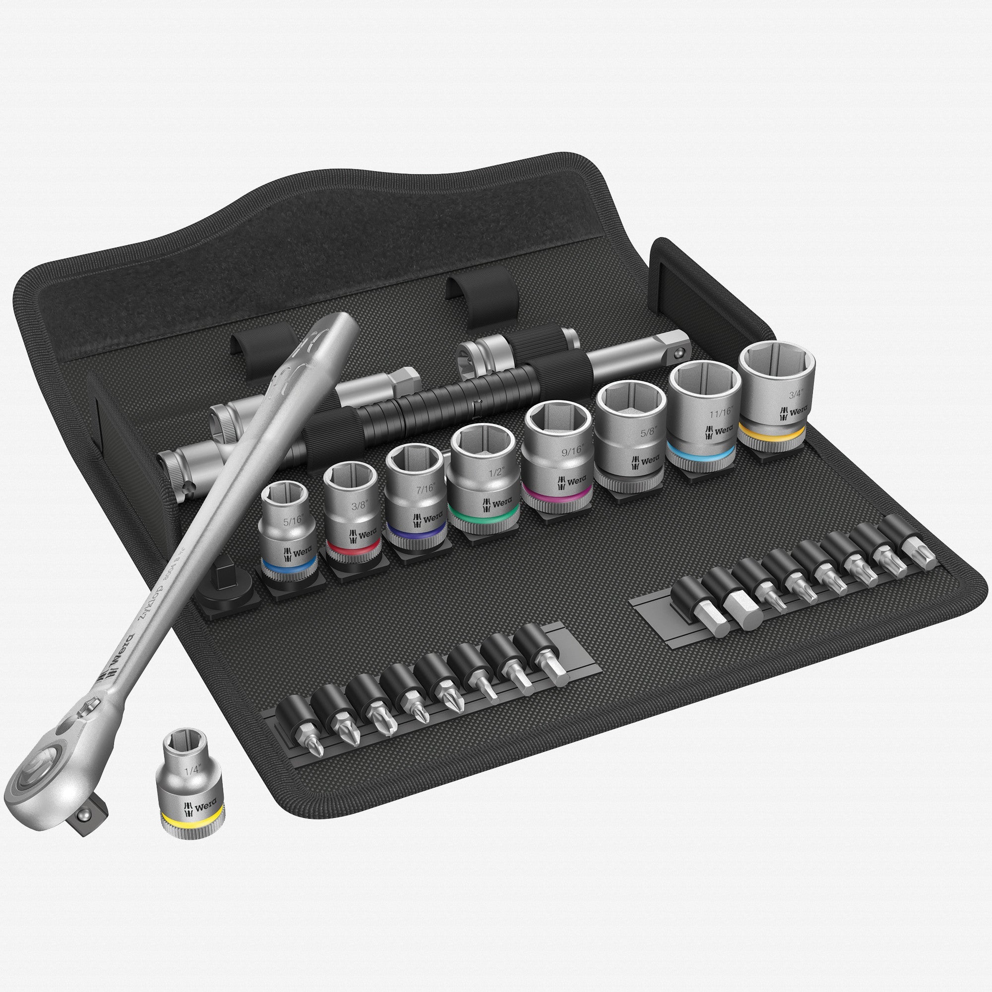 Wera 004051 Zyklop Metal Ratchet 3/8" Drive with Switch Lever SAE Set - WR004051 - KC Tool