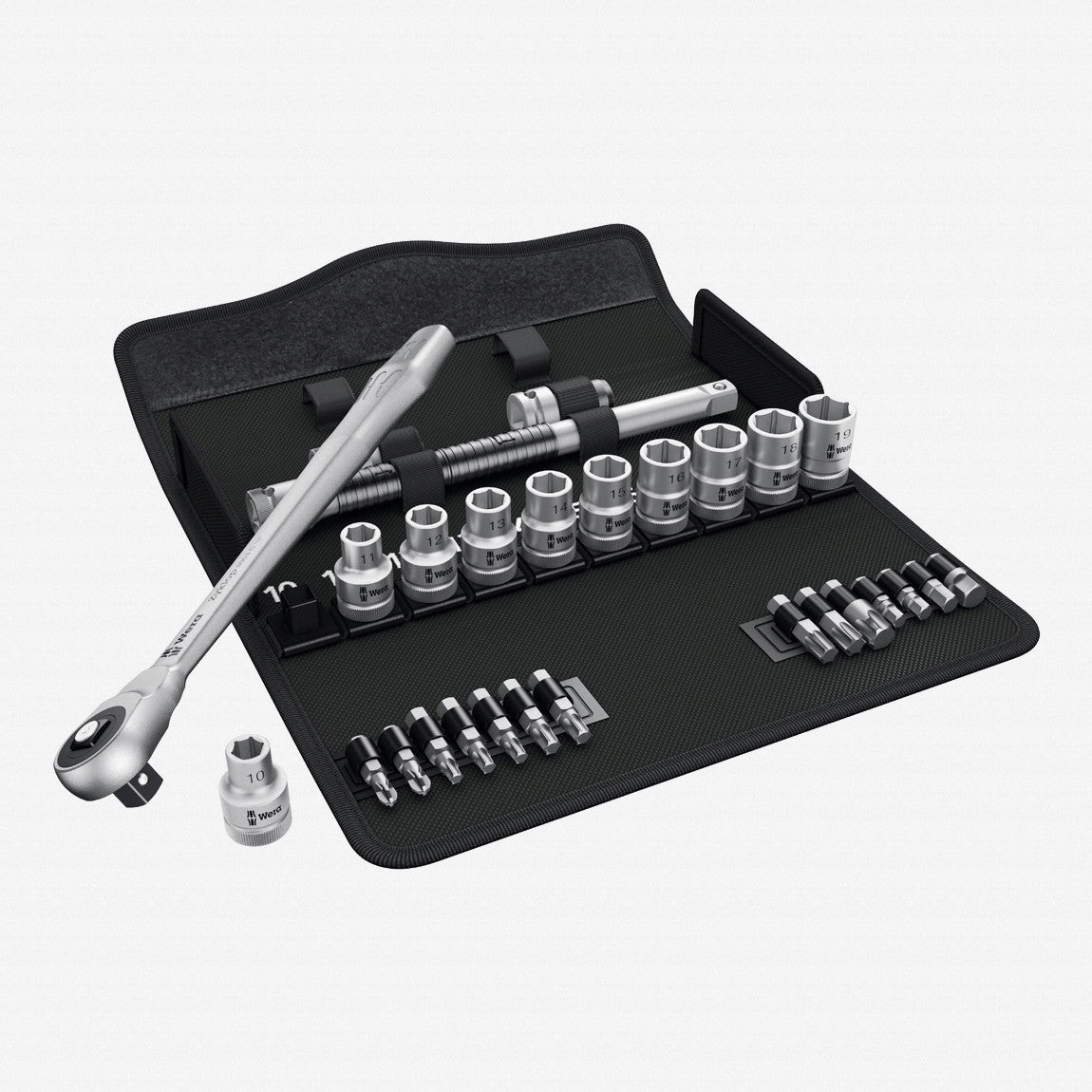 Wera 004077 Zyklop Metal Ratchet 1/2" Drive with Push - Through Square Metric Set - WR004077 - KC Tool