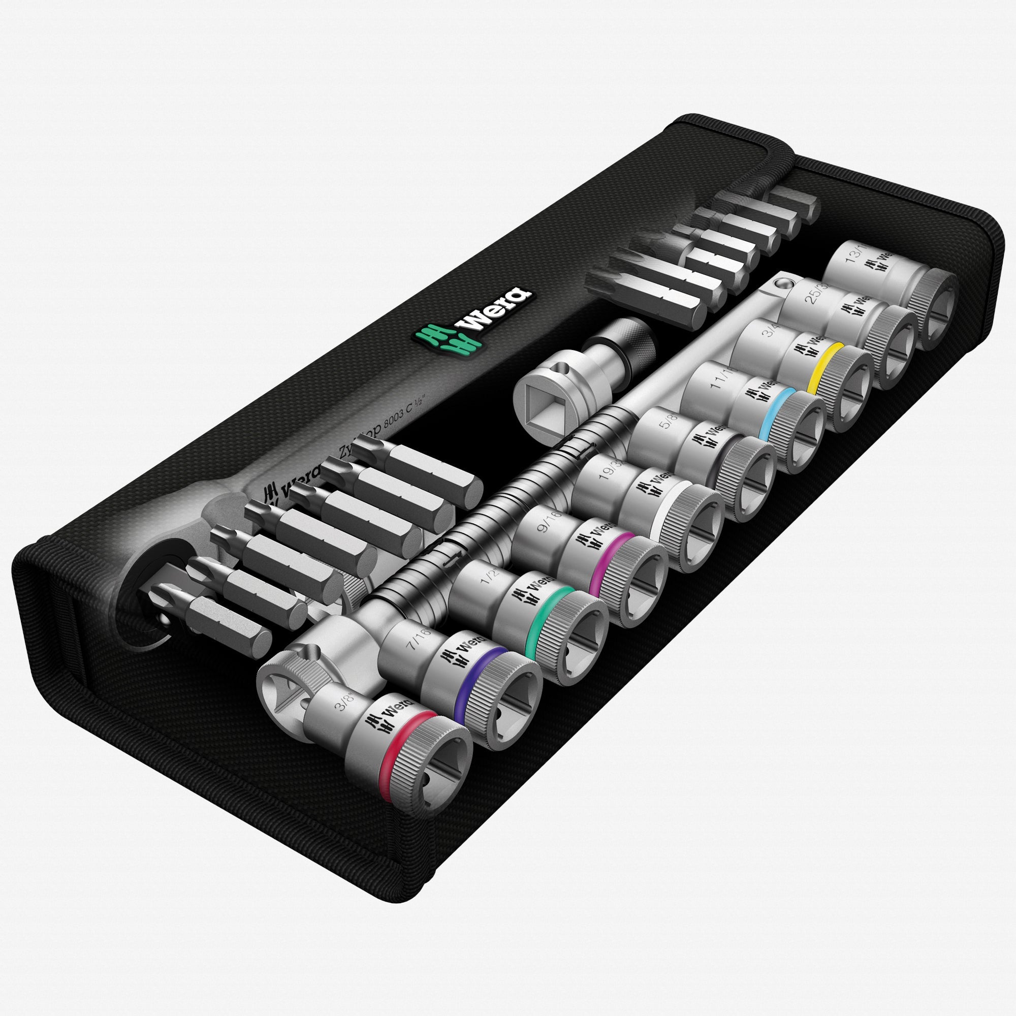 Wera 004080 Zyklop Metal Ratchet 1/2" Drive with Push - Through Square SAE Set - WR004080 - KC Tool