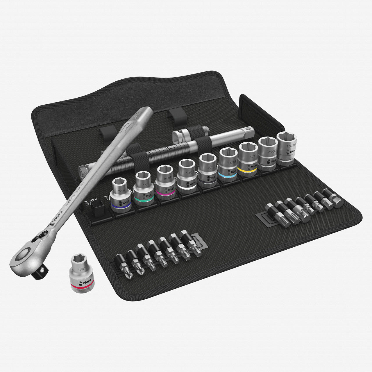 Wera 004081 Zyklop Metal Ratchet 1/2" Drive with Switch Lever SAE Set - WR004081 - KC Tool