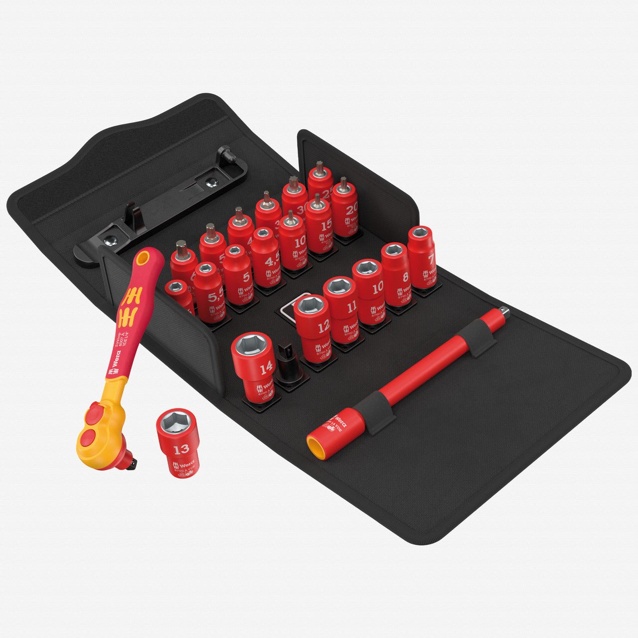 Wera 004967 8100 SA VDE 1 Insulated 1/4" Metric Zyklop Ratchet Set, 22 Pieces - WR004967 - KC Tool