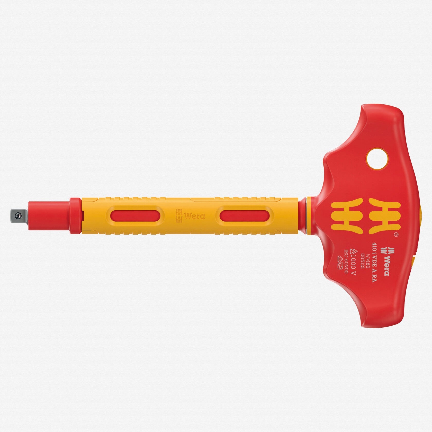 Wera 005121 VDE A RA VDE-insulated Ratcheting T-handle, 1/4" Square Drive - WR005121 - KC Tool