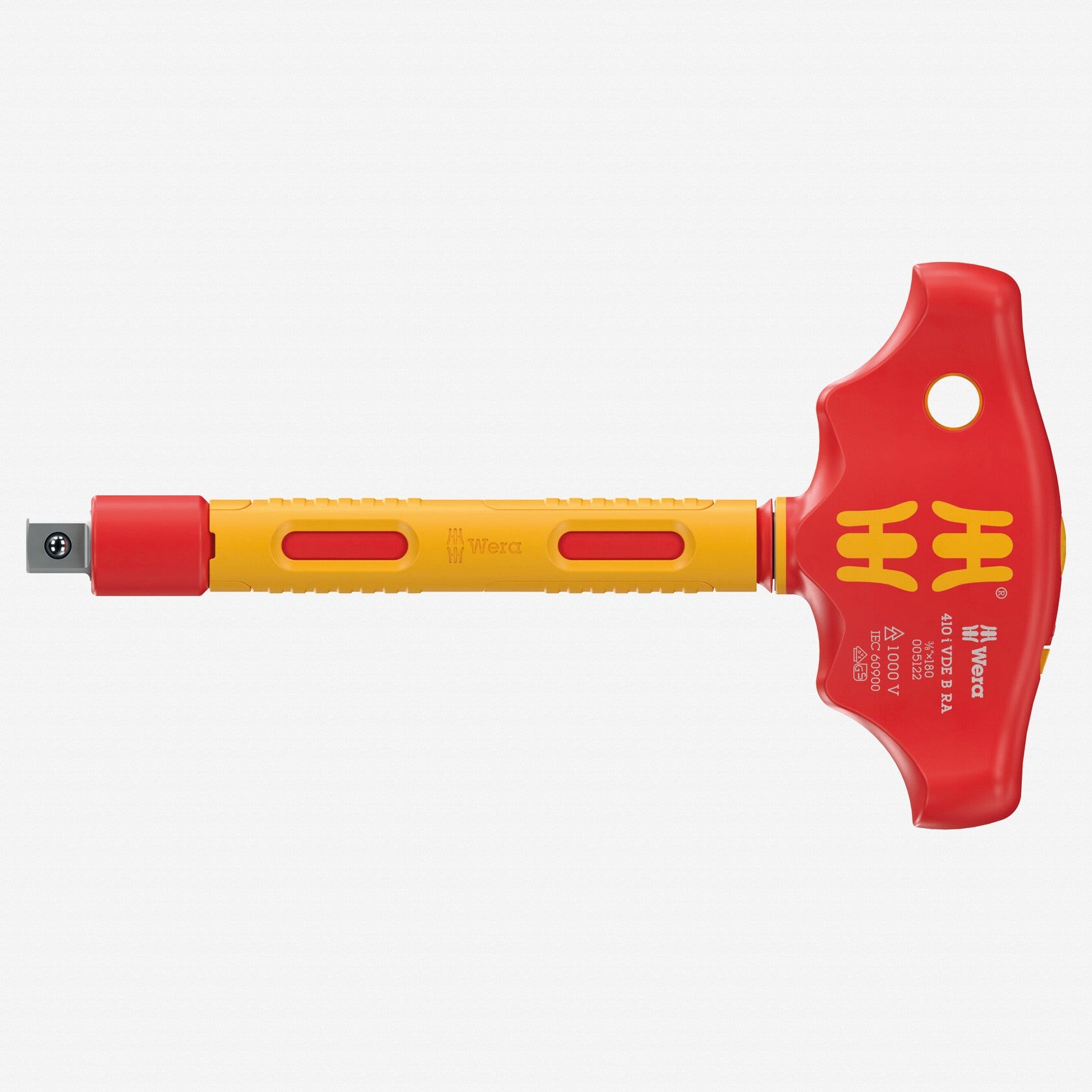 Wera 005122 VDE B RA VDE-insulated Ratcheting T-handle, 3/8" Square Drive - WR005122 - KC Tool