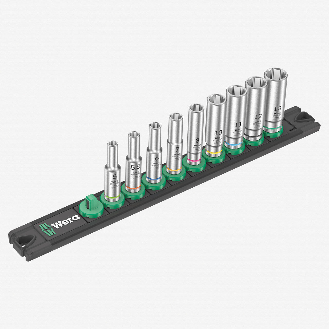 Wera 005410 Metric 1/4" Drive Deep Socket Set with Magnetic Holder, 9 Pieces - WR005410 - KC Tool