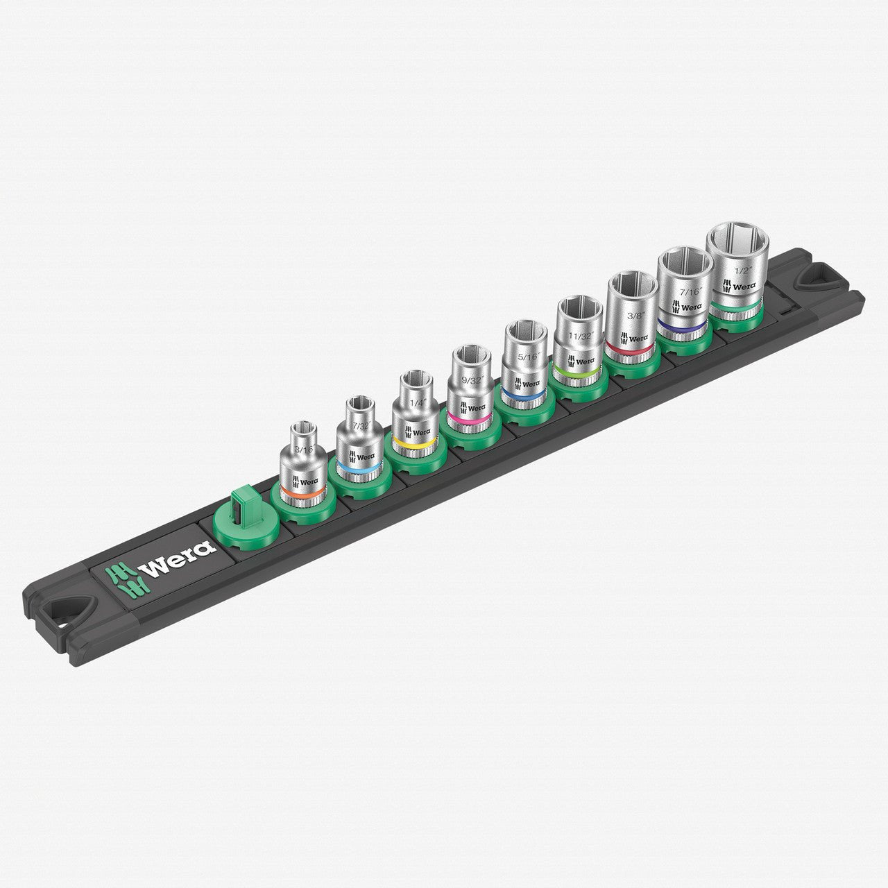 Wera 005420 SAE 1/4" Drive Zyklop Socket Set with Magnetic Holder, 9 Pieces - WR005420 - KC Tool