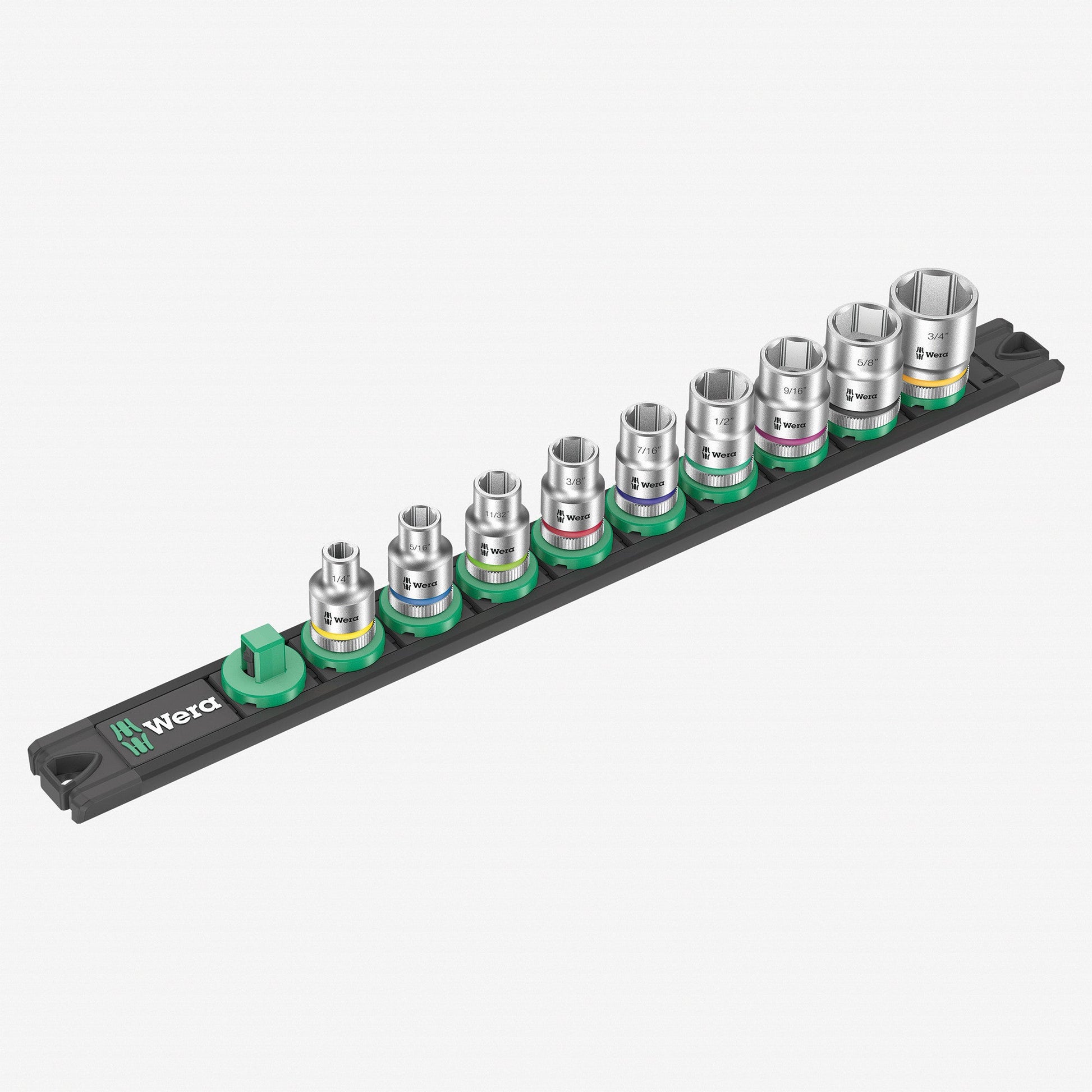 Wera 005450 SAE 3/8" Drive Zyklop Socket Set with Magnetic Holder, 9 Pieces - WR005450 - KC Tool