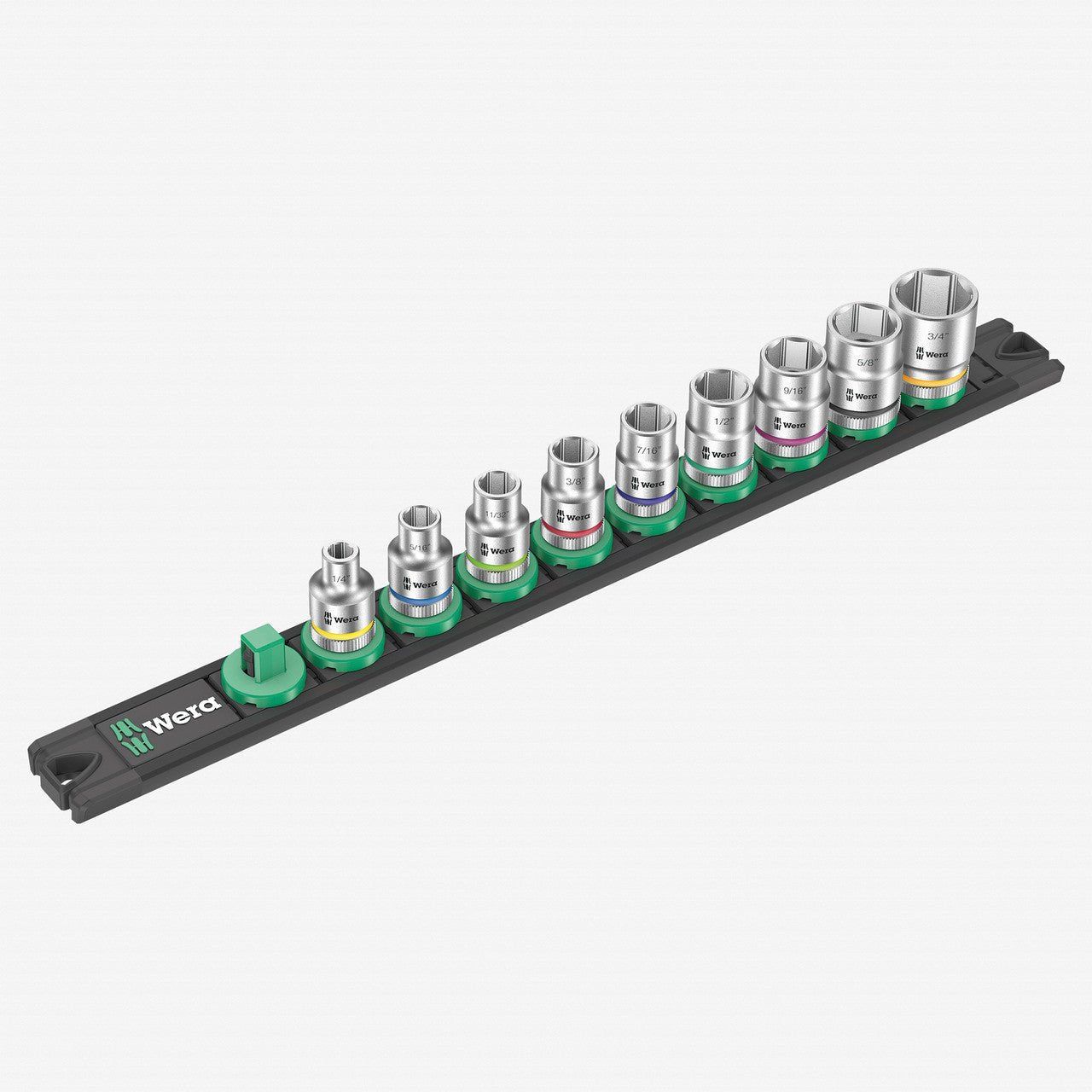Wera 005450 SAE 3/8" Drive Zyklop Socket Set with Magnetic Holder, 9 Pieces - WR005450 - KC Tool