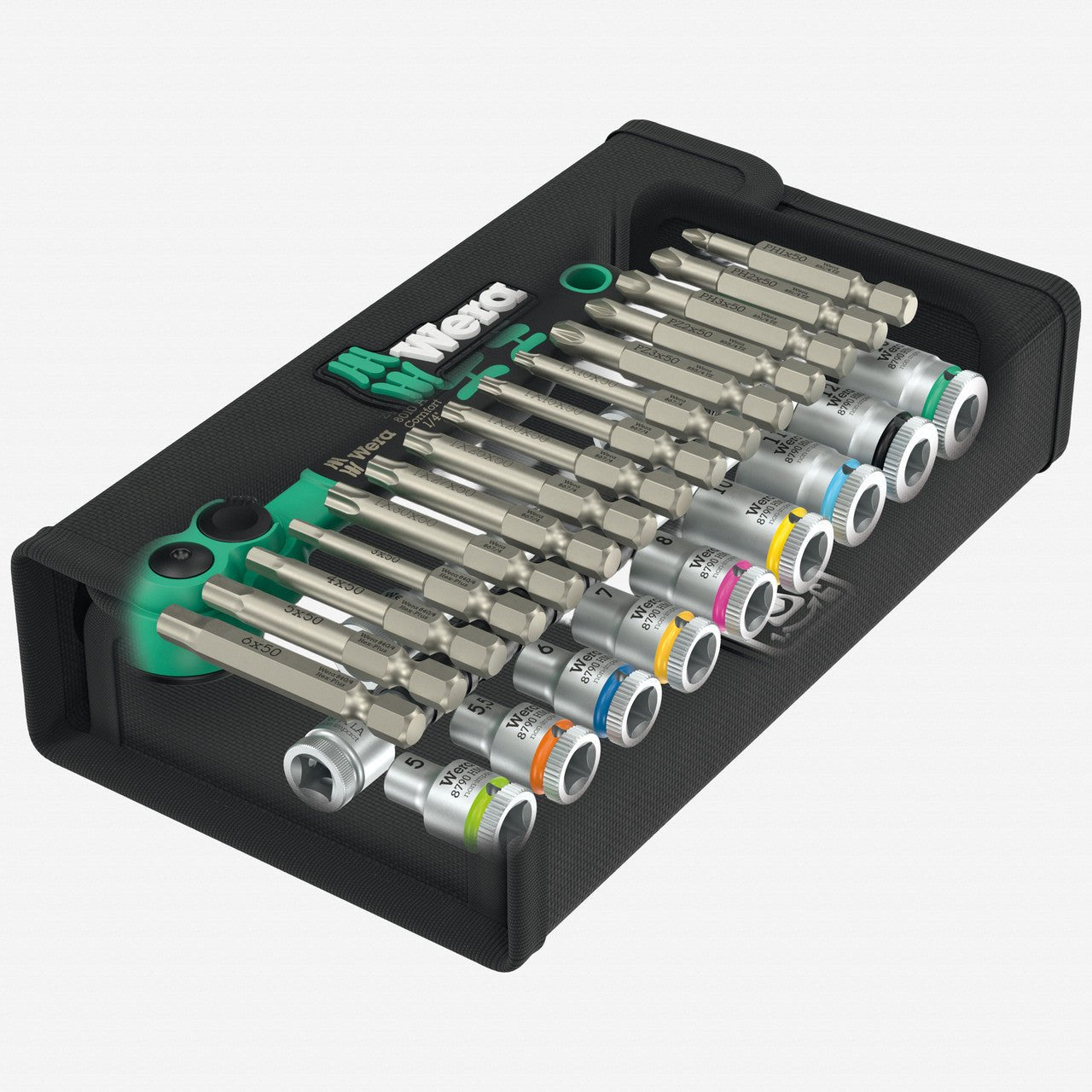 Wera 005541 8100 SA 14 1/4" Zyklop Comfort Metric Ratchet Set, 28 Pieces - WR005541 - KC Tool