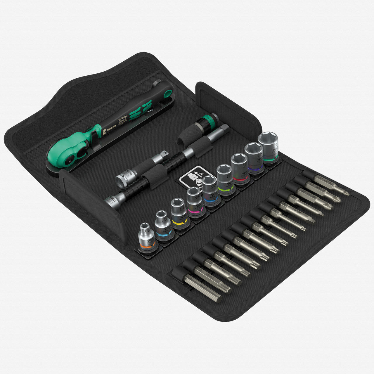 Wera 005542 8100 SA 15 Zyklop Comfort 1/4" SAE Ratchet Set, 28 Pieces - WR005542 - KC Tool