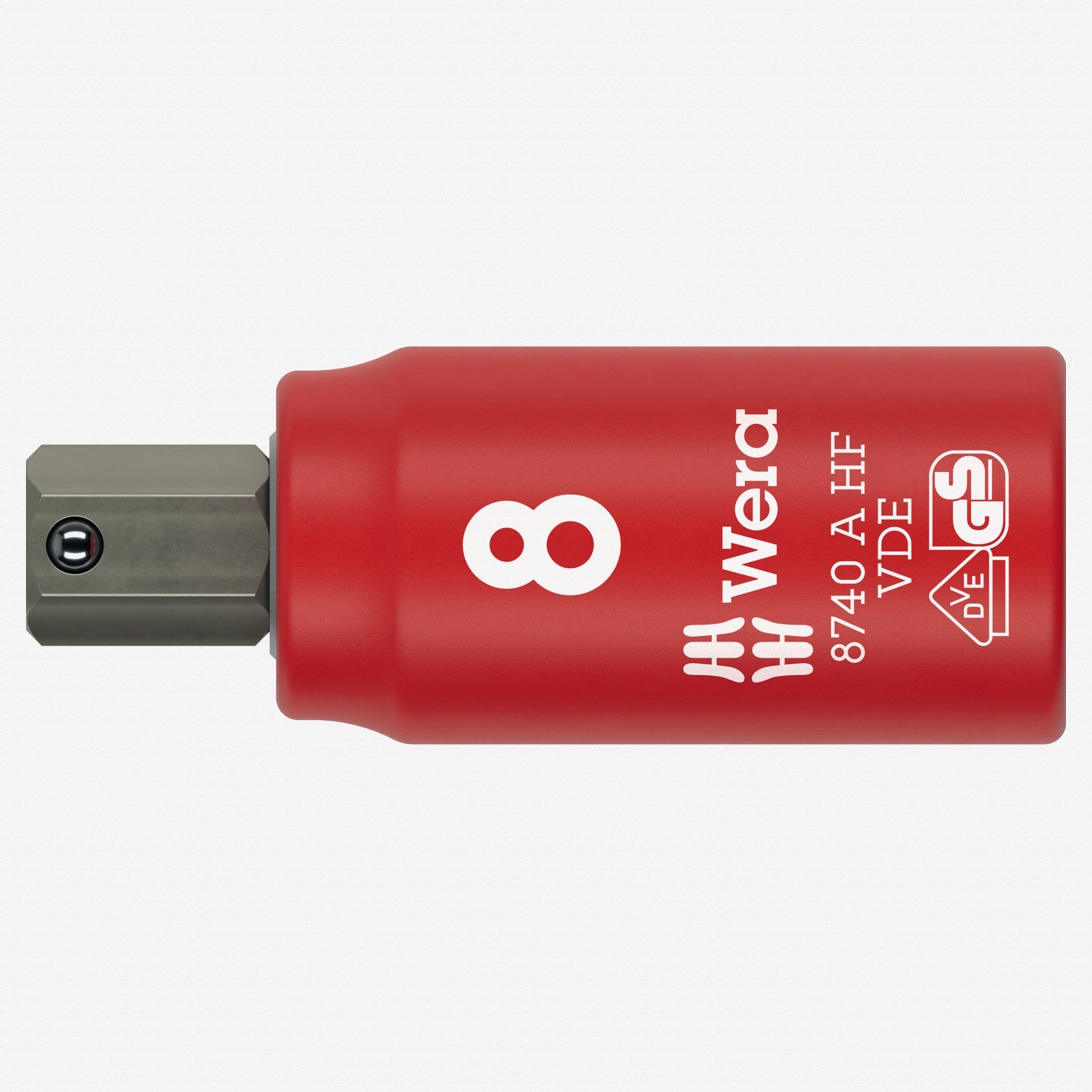 Wera 005904 8 mm VDE Insulated Inside Hex Zyklop Bit Socket, 1/4" Drive, with Holding Function - WR005904 - KC Tool