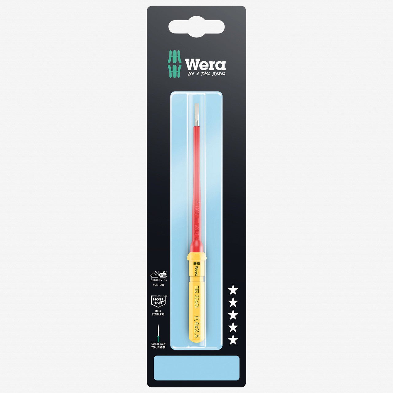 Wera 006575 Kraftform Kompakt VDE 3060 i 0,4 x 2,5 Insulated Stainless Take It Easy Blade - WR006575 - KC Tool