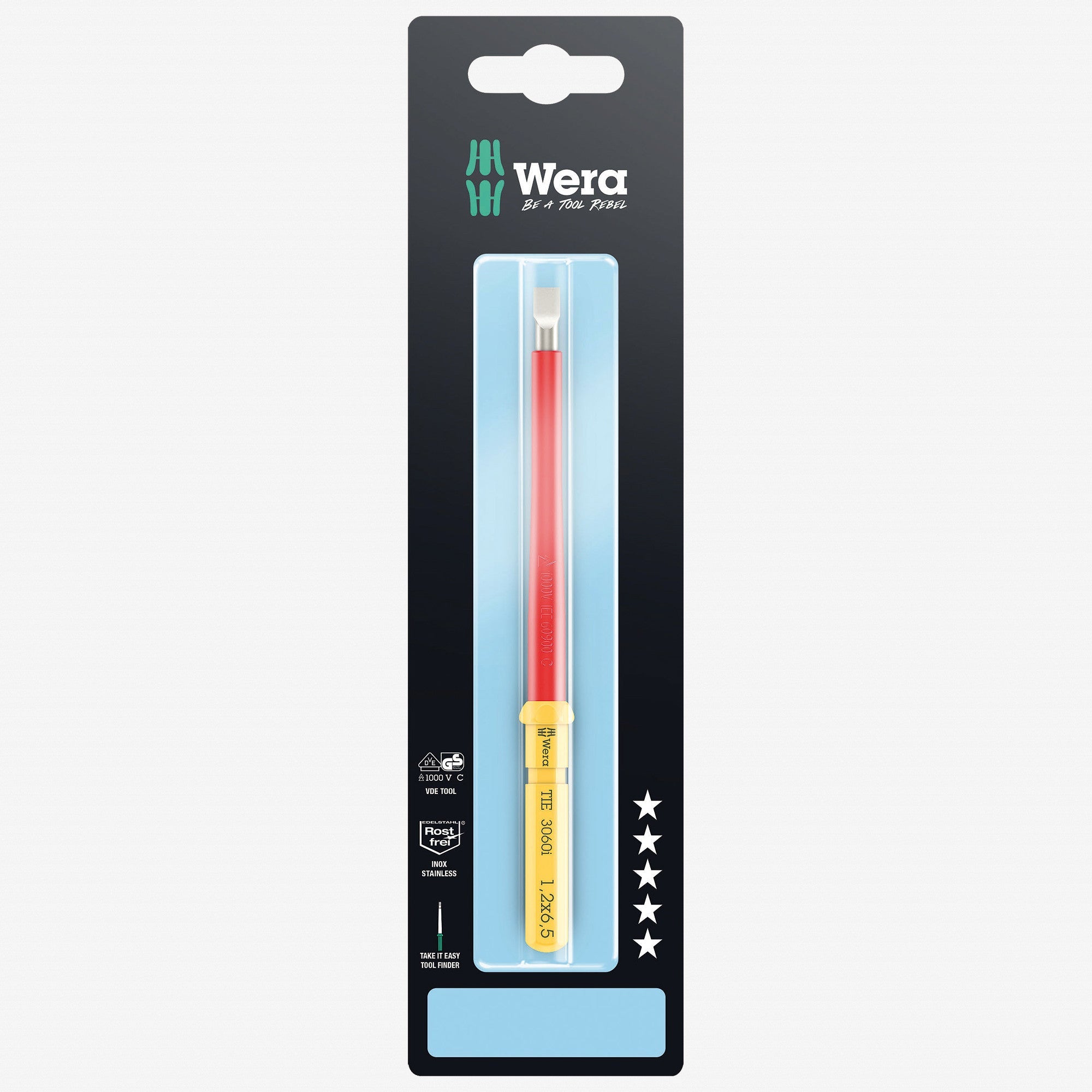 Wera 006576 Kraftform Kompakt VDE 3060 i 1,2 x 6,5 Insulated Stainless Take It Easy Blade - WR006576 - KC Tool
