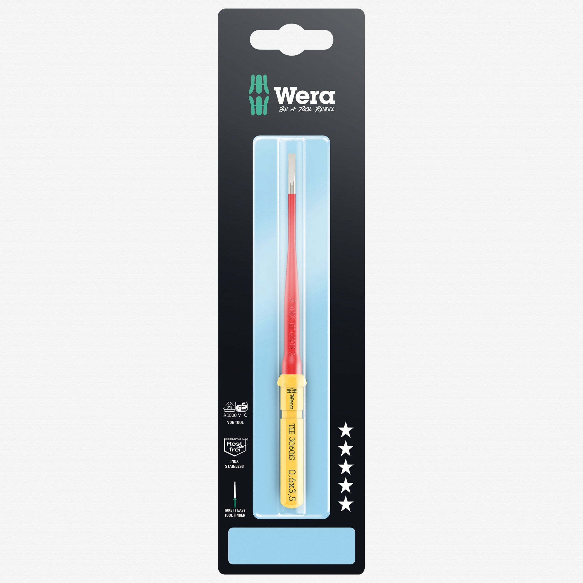 Wera 006577 Kraftform Kompakt VDE 3060 iS 0,6 x 3,5 Insulated Stainless Take It Easy Blade - WR006577 - KC Tool