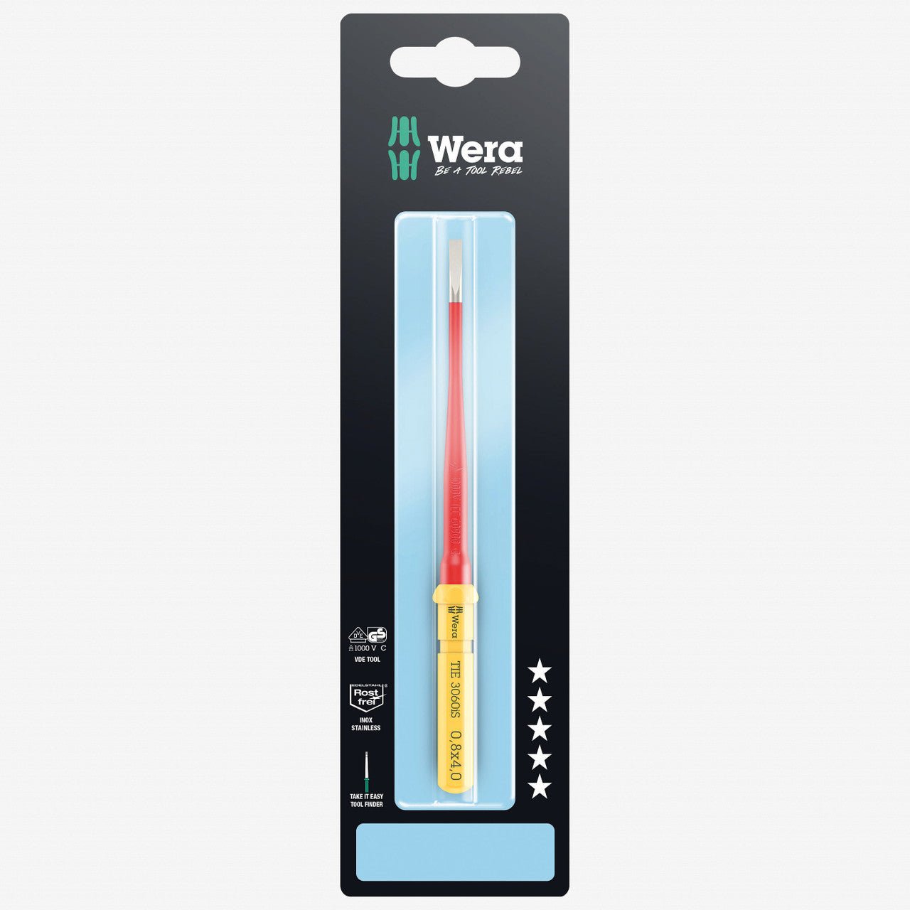 Wera 006578 Kraftform Kompakt VDE 3060 iS 0,8 x 4,0 Insulated Stainless Take It Easy Blade - WR006578 - KC Tool