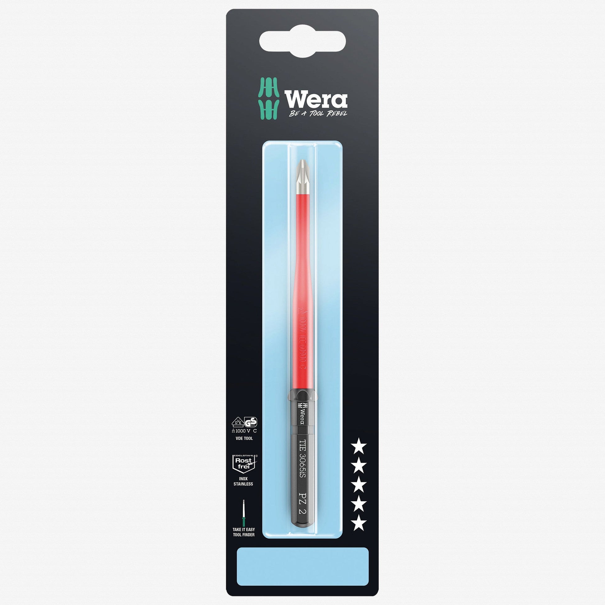 Wera 006582 Kraftform Kompakt VDE 3065 iS PZ 1 Insulated Stainless Take It Easy Blade - WR006582 - KC Tool