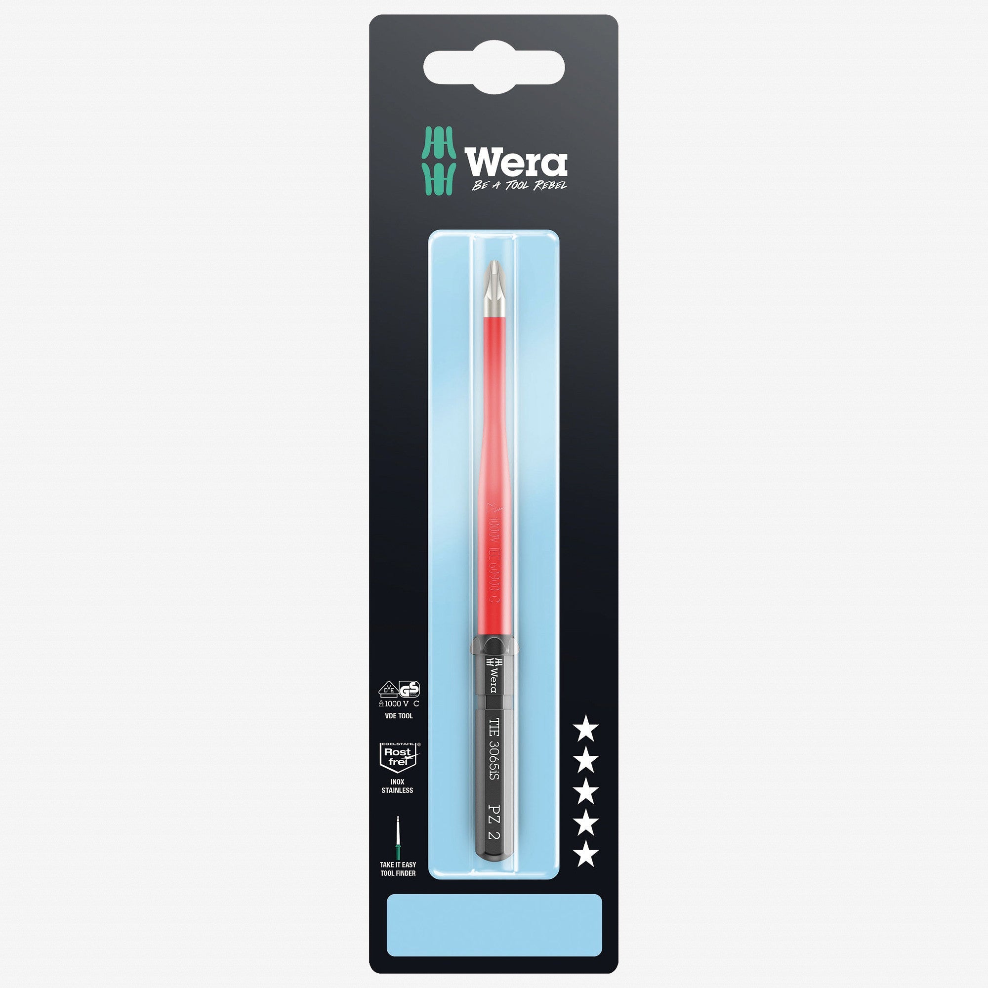 Wera 006582 Kraftform Kompakt VDE 3065 iS PZ 1 Insulated Stainless Take It Easy Blade - WR006582 - KC Tool