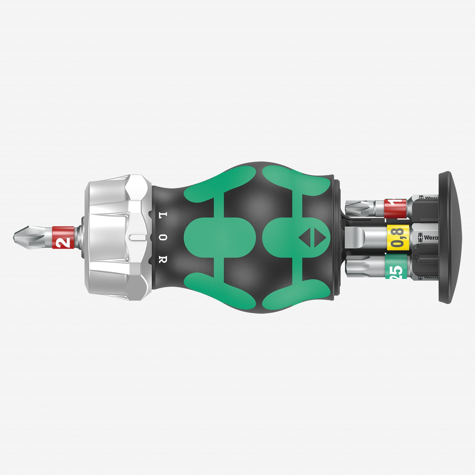 Wera 008883 Kraftform Kompakt RA 1 Ratcheting Stubby Screwdriver with Bit Storage, 6 Pieces - WR008883 - KC Tool