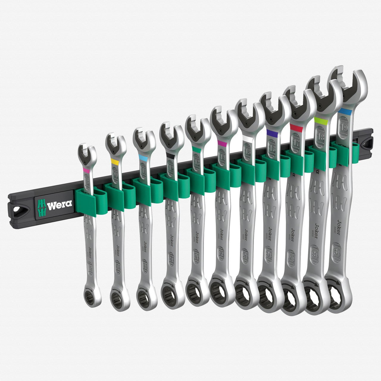 Wera 020014 9630 Magnetic Rail 6000 Joker 1 Ring Ratchet Spanner Set, Metric, 11 Pieces - WR020014 - KC Tool