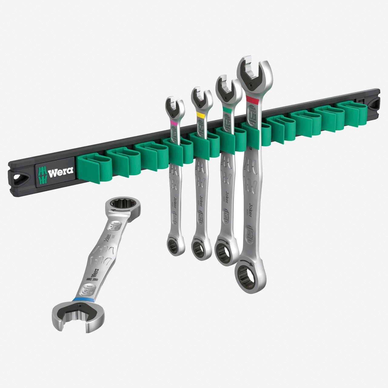 Wera 020015 9631 Magnetic Rail 6000 Joker 2 Ring Ratchet Spanner Set, Metric, 5 Pieces - WR020015 - KC Tool
