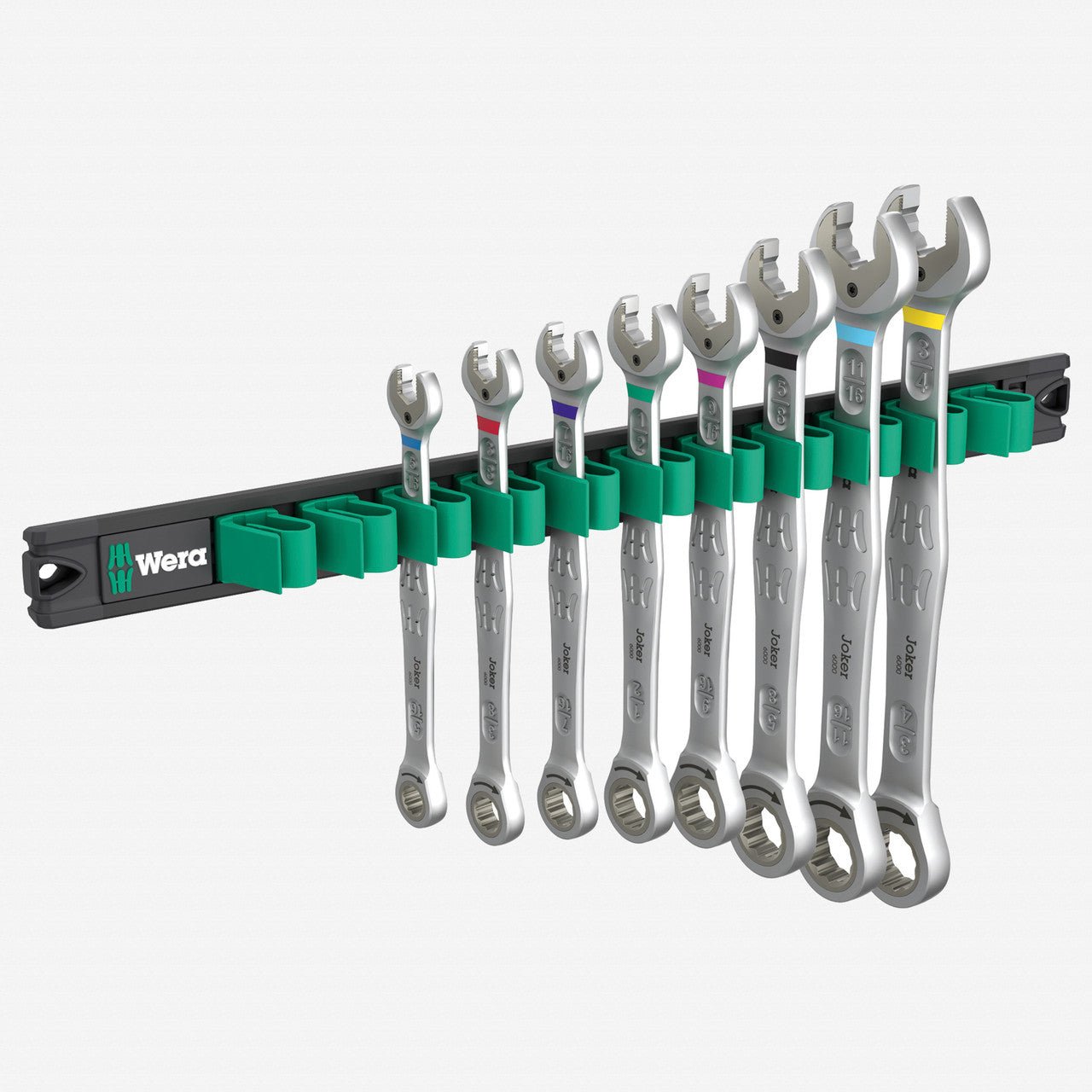 Wera 020016 9632 Magnetic Rail 6000 Joker Imperial 1 Ring Ratchet Spanner Set, 8 Pieces - WR020016 - KC Tool