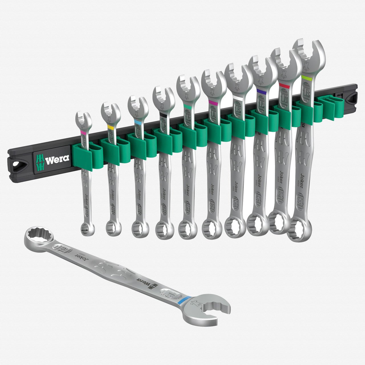Wera 020233 9640 Magnetic Rail 6003 Joker 1 Ring Spanner Set, Metric, 11 Pieces - WR020233 - KC Tool