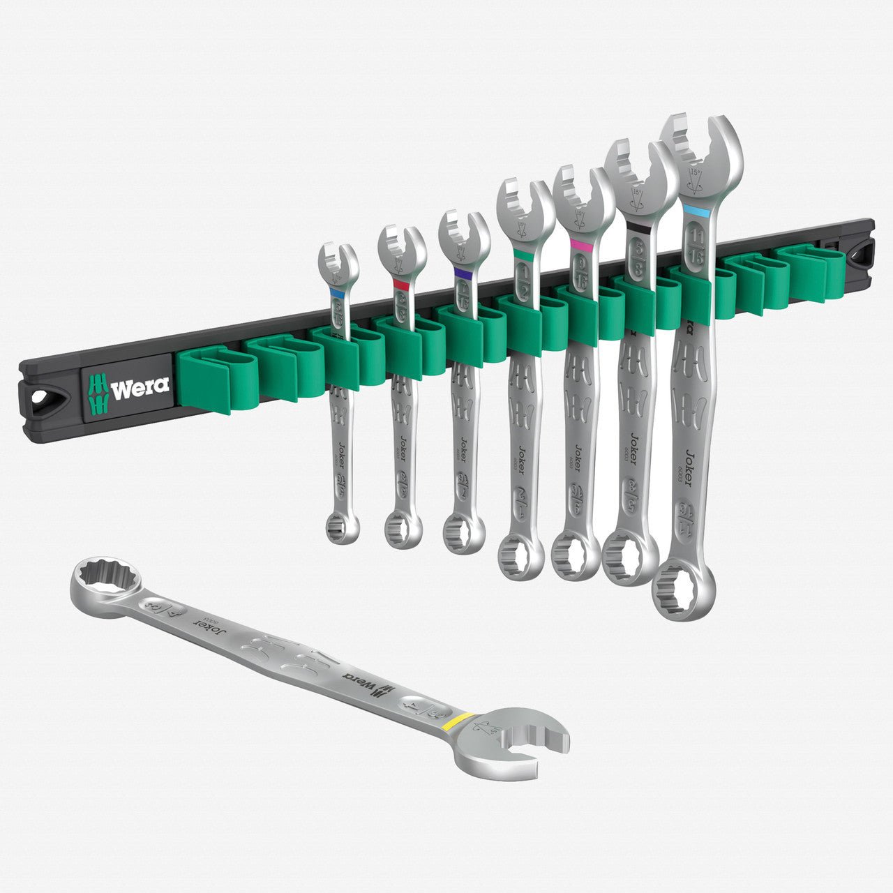 Wera 020235 9642 Magnetic Rail 6003 Joker Imperial 1 Ring Spanner Set, 8 Pieces - WR020235 - KC Tool