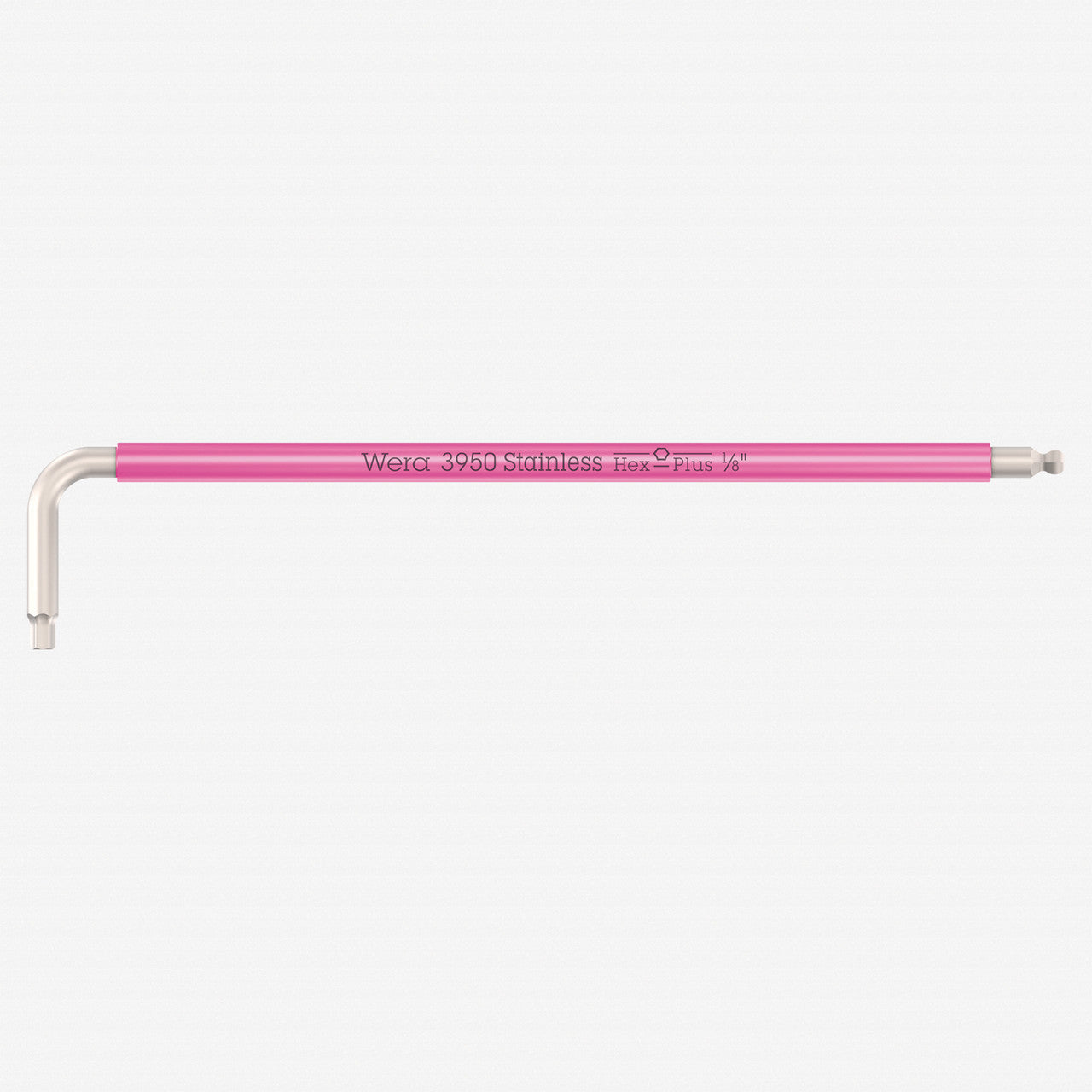 Wera 022852 Multicolor Hex - Plus Stainless L - key with Ball End, 1/8" x 123mm (Bright Pink) - WR022852 - KC Tool