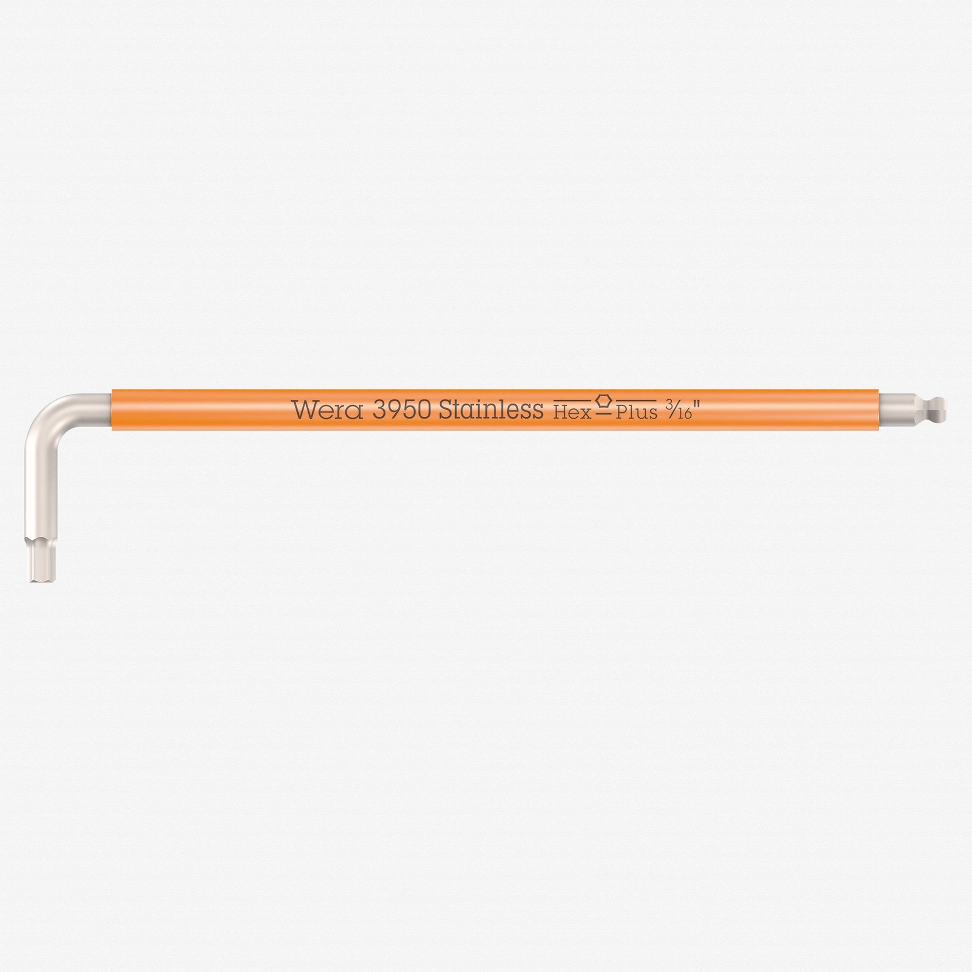 Wera 022854 Multicolor Hex-Plus Stainless L-key with Ball End, 3/16" x 154mm (Bright Orange) - WR022854 - KC Tool