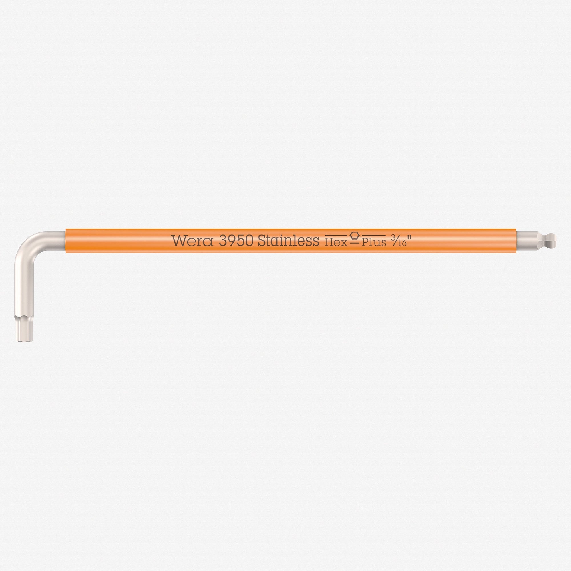 Wera 022854 Multicolor Hex-Plus Stainless L-key with Ball End, 3/16" x 154mm (Bright Orange) - WR022854 - KC Tool